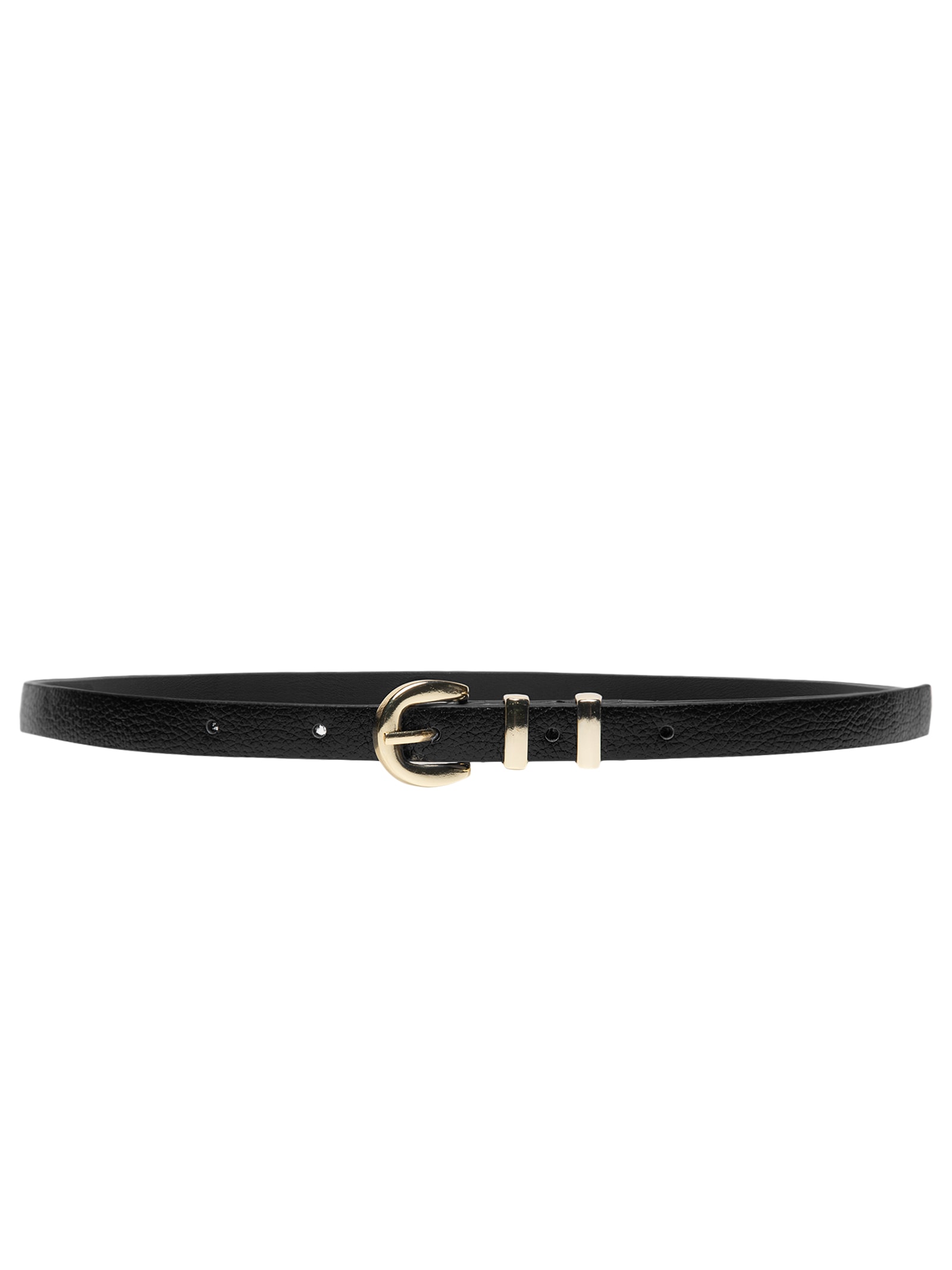 Cinto Feminino Couro Com Passante Duplo E Fivela De Metal Preto Basiq