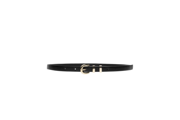 Cinto Feminino Couro Com Passante Duplo E Fivela De Metal - Preto