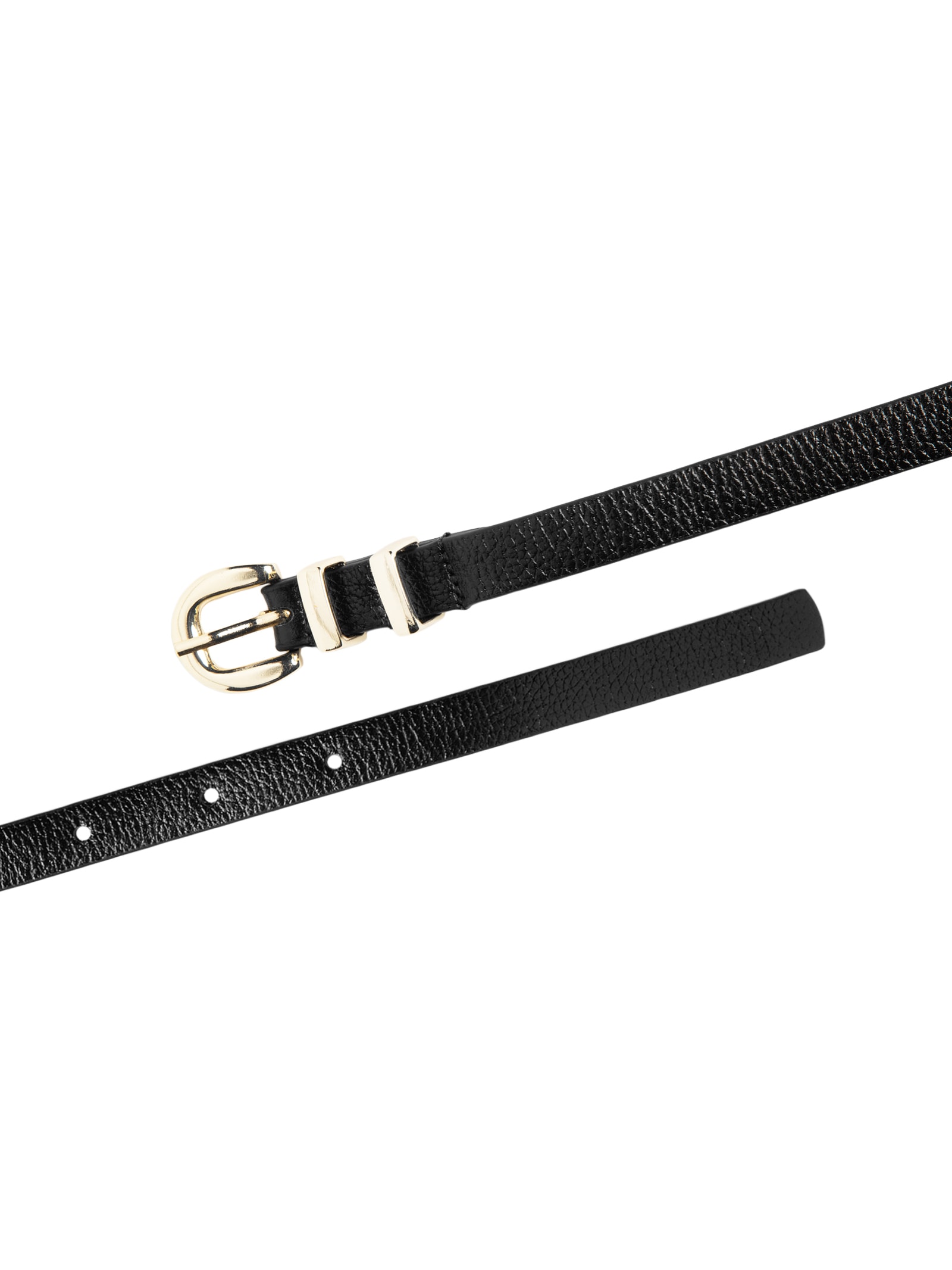 Cinto Feminino Couro Com Passante Duplo E Fivela De Metal Preto Basiq