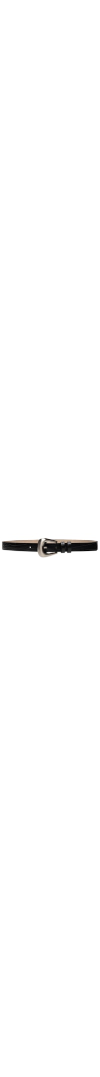 Cinto Feminino Couro Croco Fivela Oval Escovada - Preto