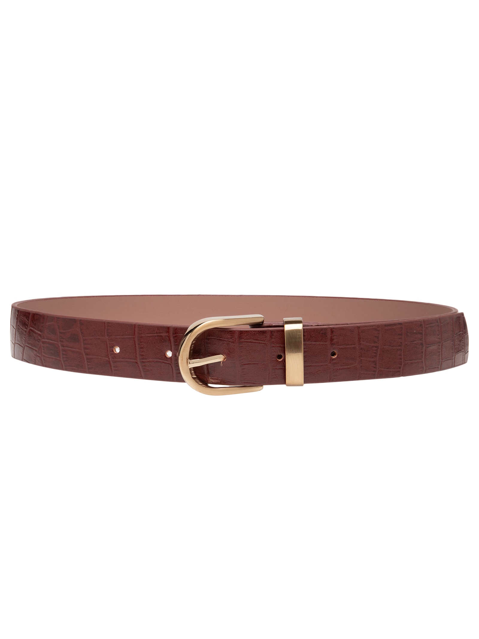 Cinto Feminino Couro Croco Marrom Basiq