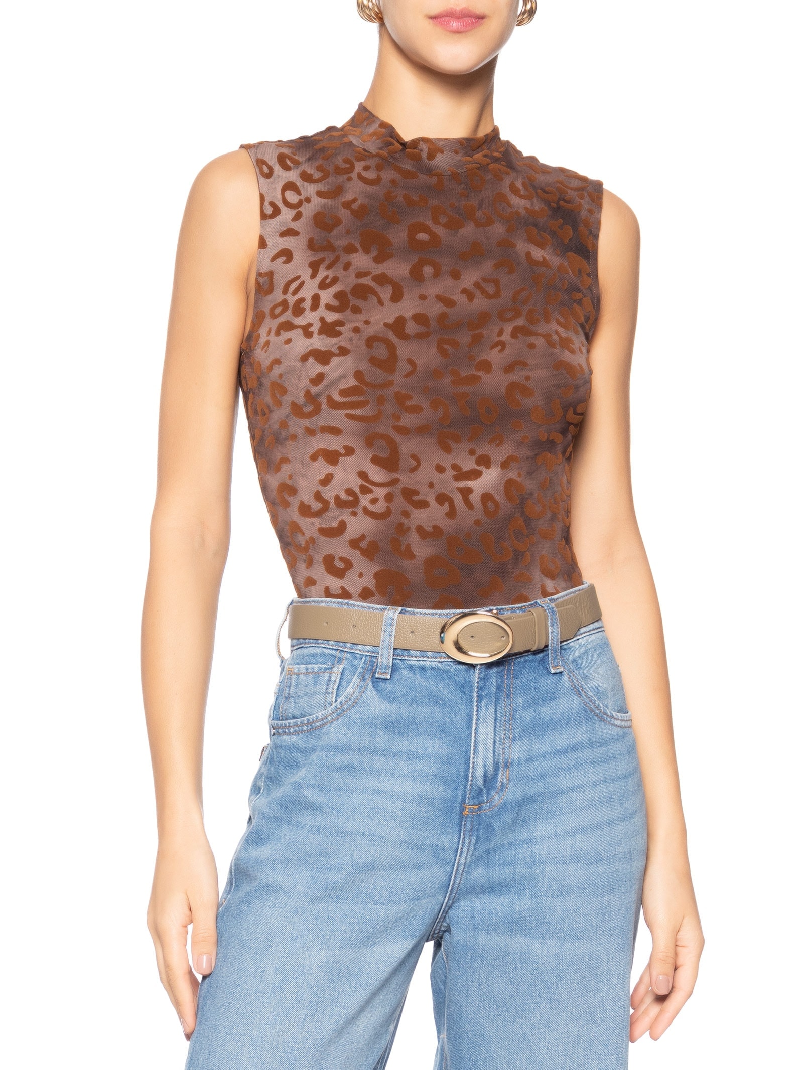 Cinto Feminino Couro Dourado Bege Market 33
