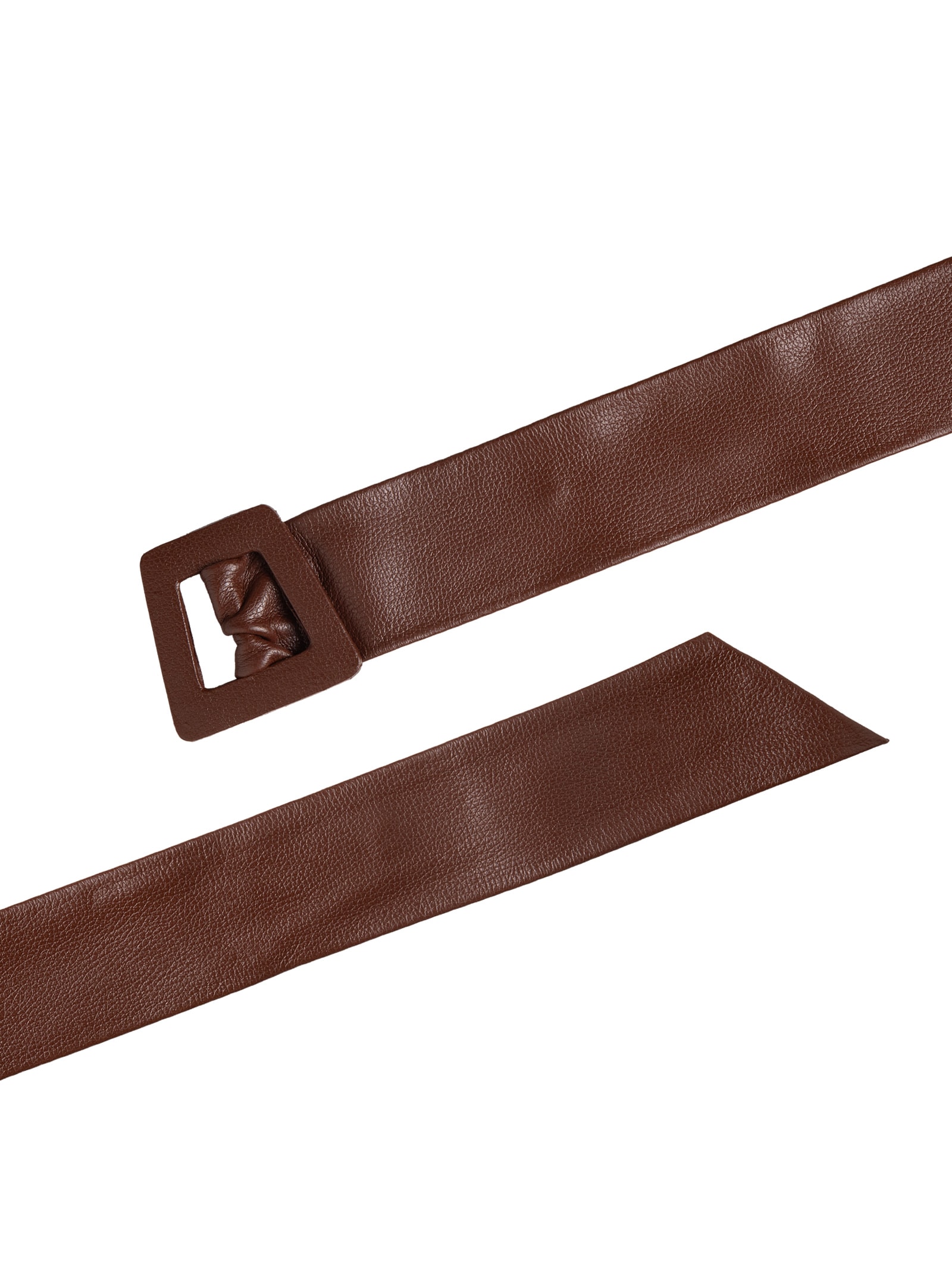 Cinto Feminino Couro Faixa Com Fivela Encapada Marrom Basiq