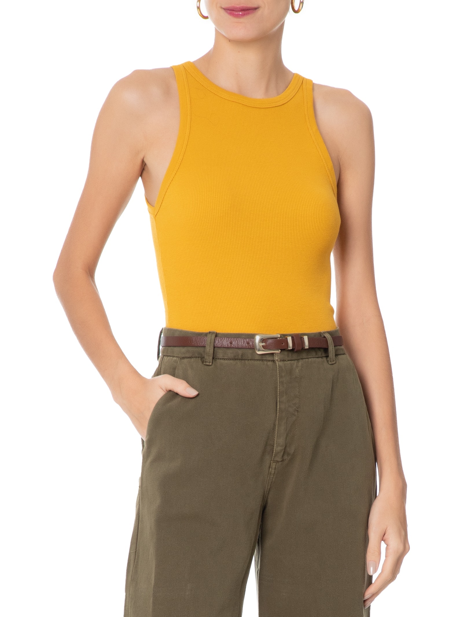 Cinto Feminino Couro Fino Com Fivela De Metal Marrom Basiq