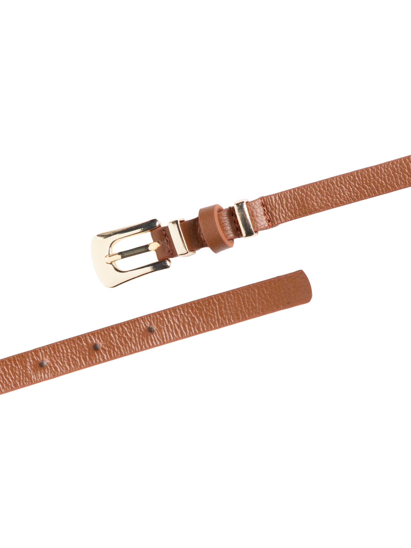 Cinto Feminino Couro Fino Com Fivela De Metal Marrom Basiq