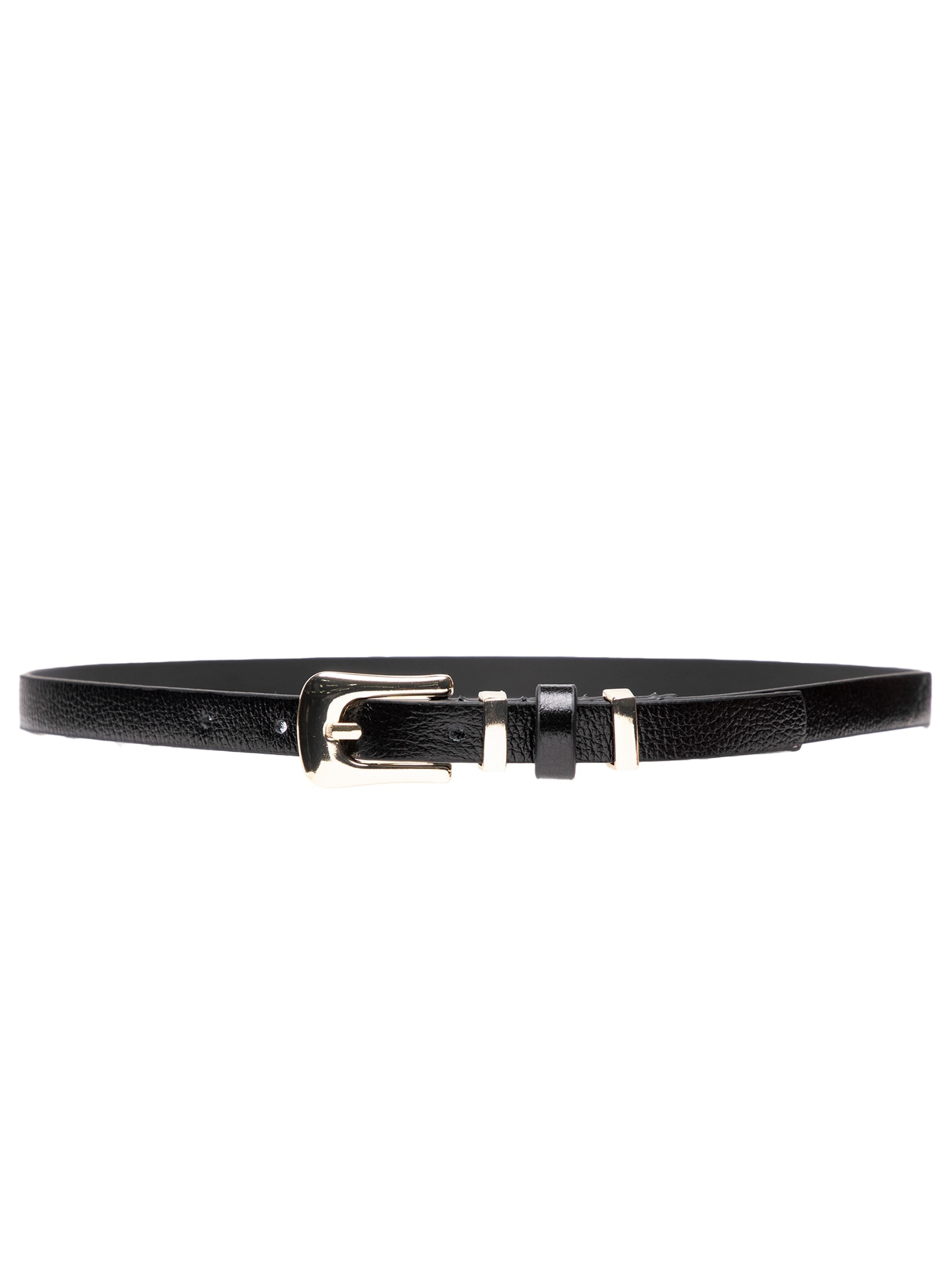 Cinto Feminino Couro Fino Com Fivela De Metal Preto Basiq