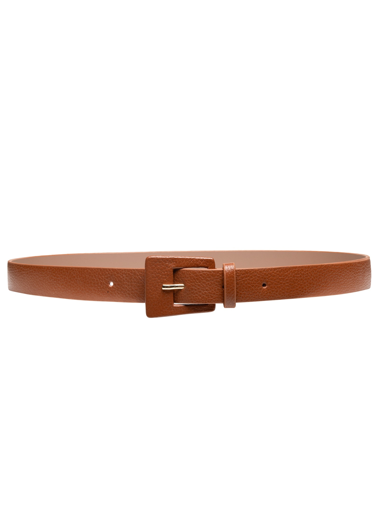 Cinto Feminino Couro Fino Com Fivela Encapada Bege Basiq