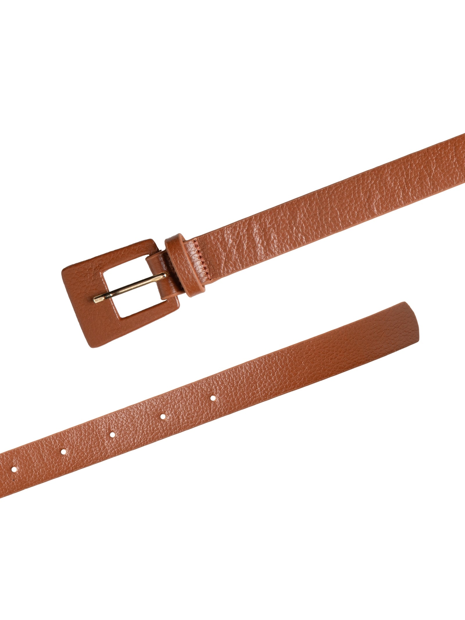 Cinto Feminino Couro Fino Com Fivela Encapada Bege Basiq