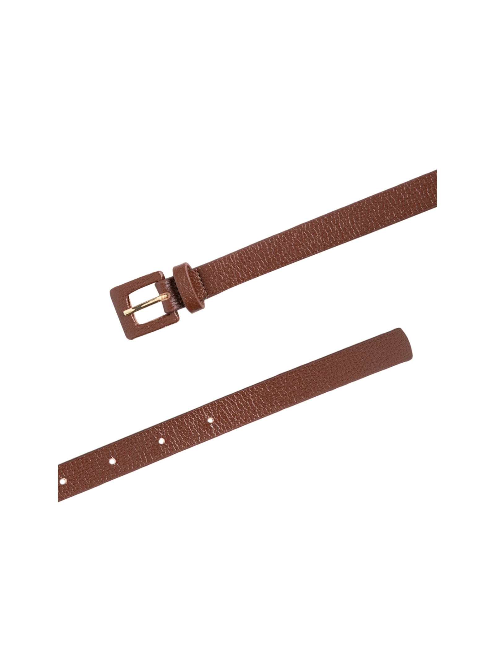 Cinto Feminino Couro Fino Com Fivela Encapada Marrom Basiq