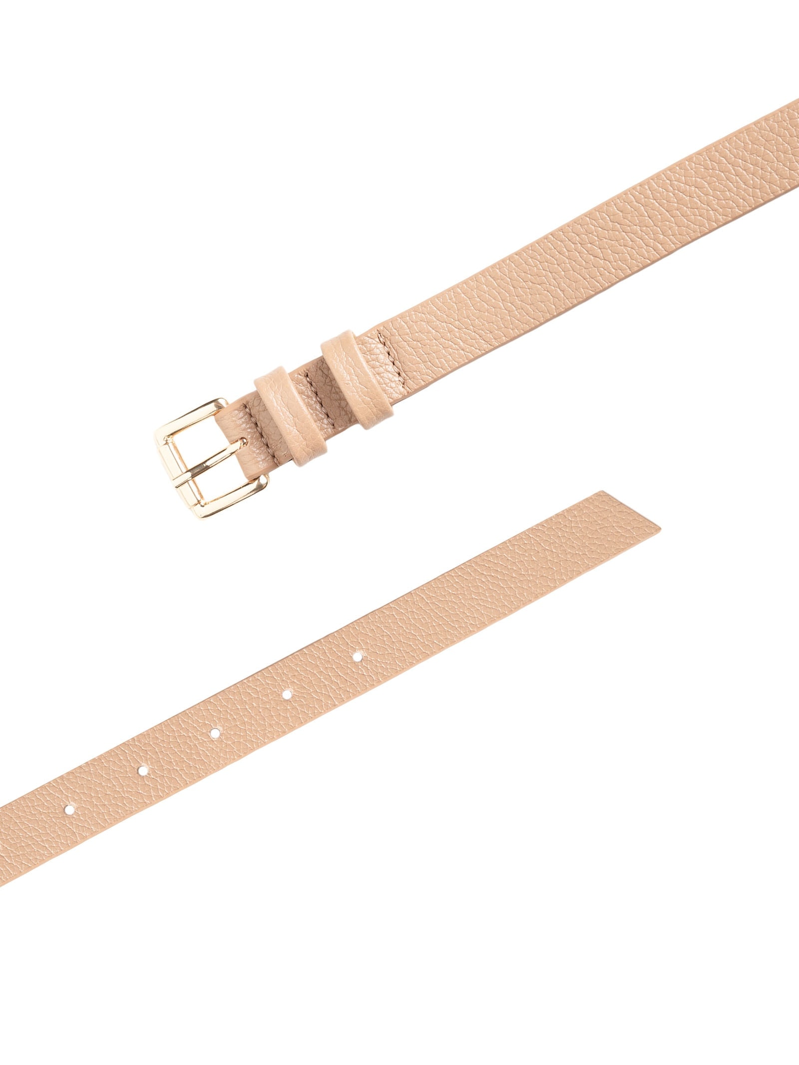 Cinto Feminino Couro Fino Com Fivela Quadrada De Metal Bege Basiq