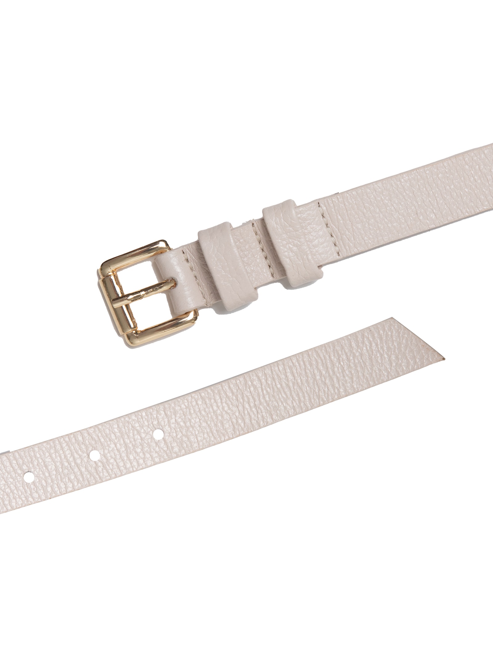 Cinto Feminino Couro Fino com Fivela Quadrada de Metal Branco Basiq