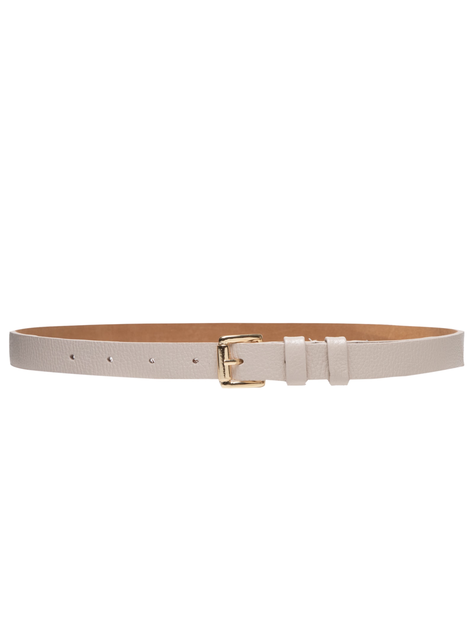 Cinto Feminino Couro Fino com Fivela Quadrada de Metal Branco Basiq