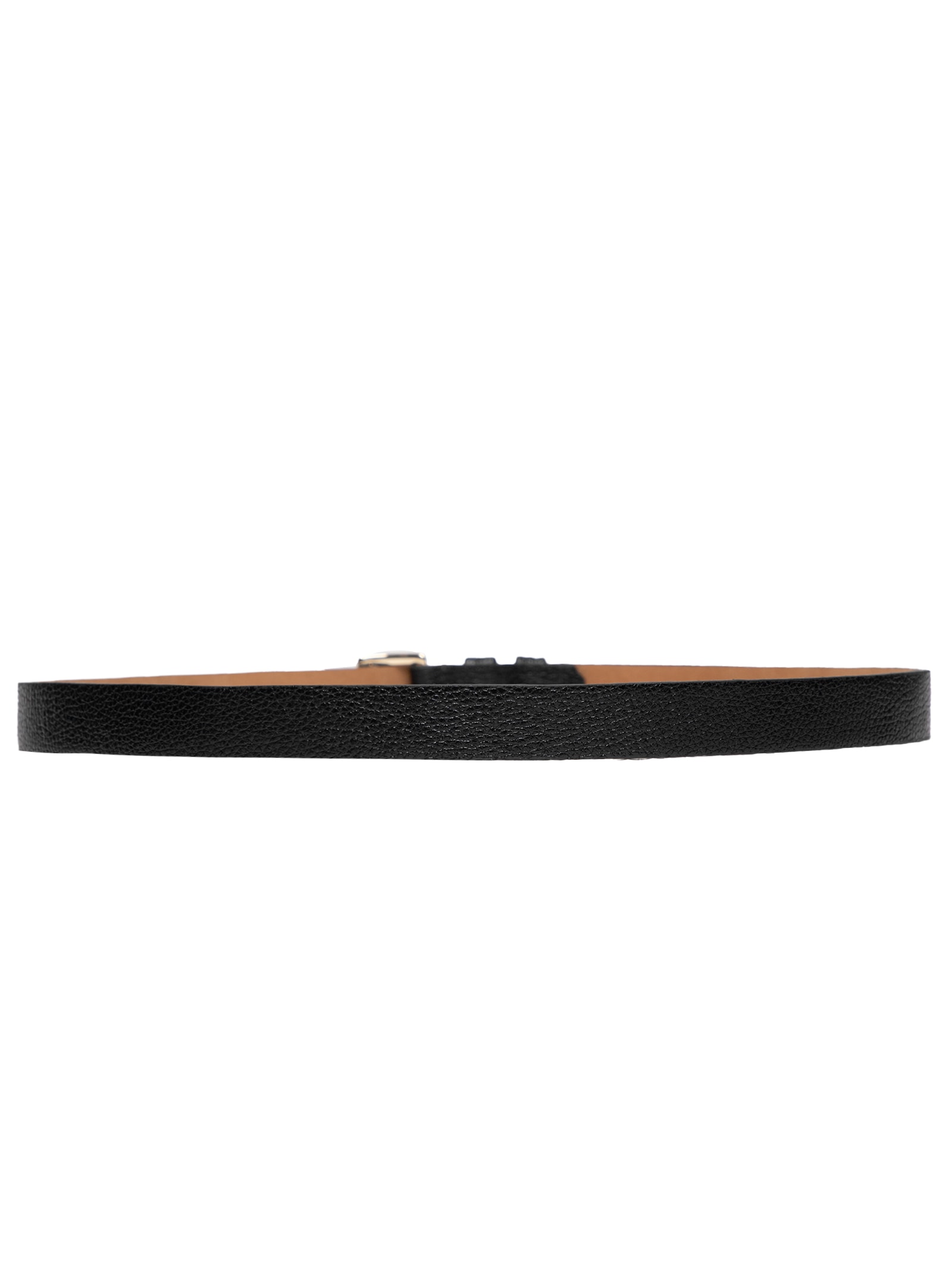 Cinto Feminino Couro Fino com Fivela Quadrada de Metal Branco Basiq
