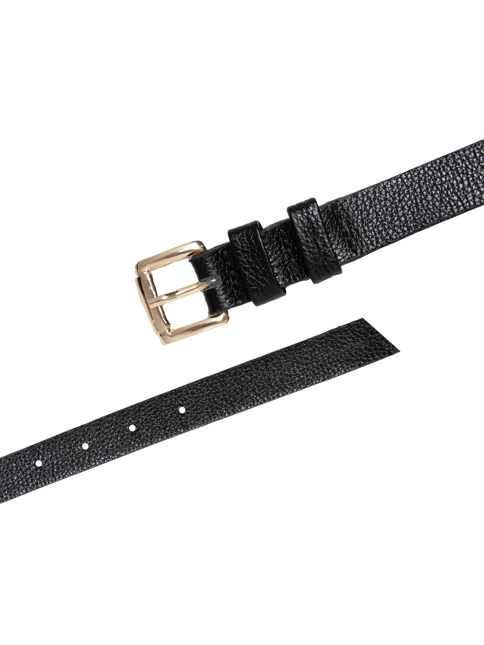 Cinto Feminino Couro Fino com Fivela Quadrada de Metal Branco Basiq