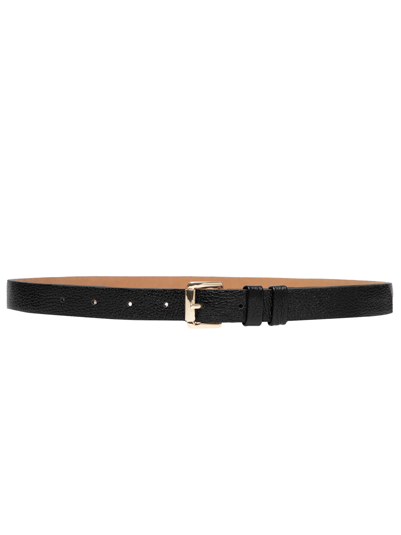 Cinto Feminino Couro Fino com Fivela Quadrada de Metal Branco Basiq