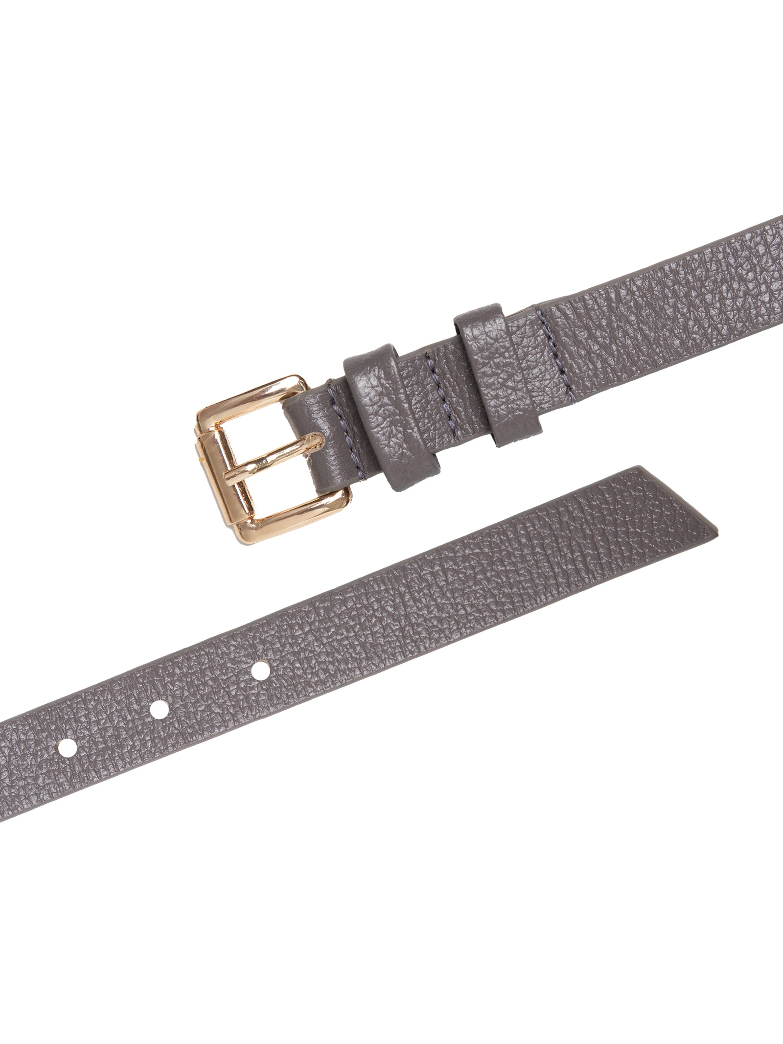 Cinto Feminino Couro Fino com Fivela Quadrada de Metal Branco Basiq