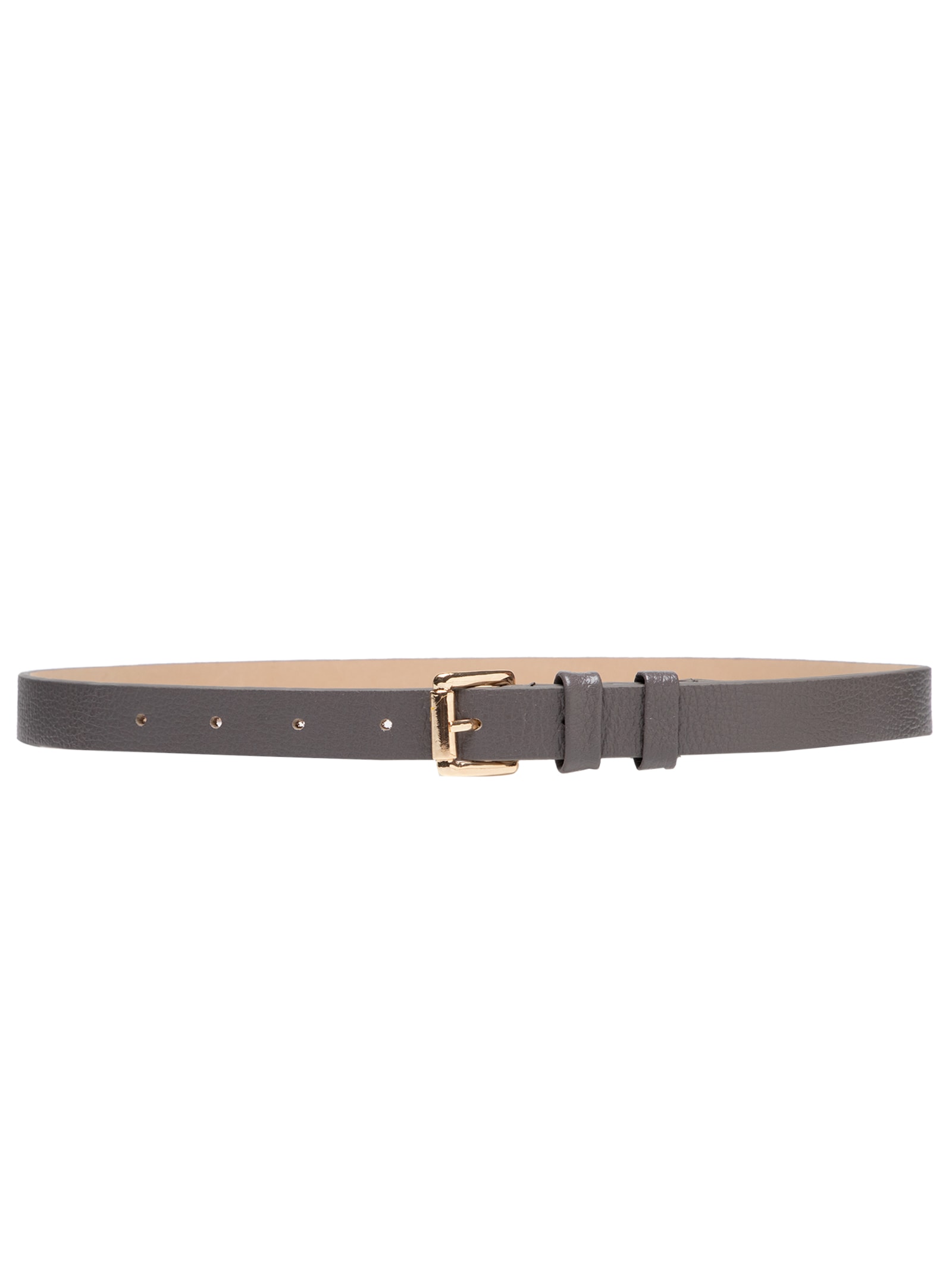 Cinto Feminino Couro Fino com Fivela Quadrada de Metal Branco Basiq