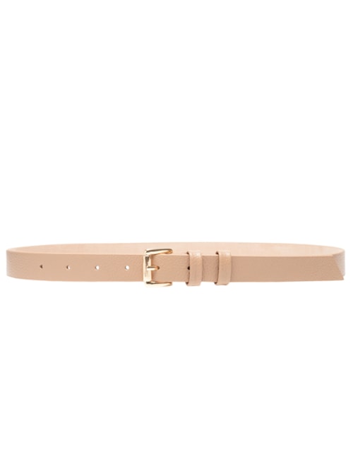 Cinto Feminino Couro Fino com Fivela Quadrada de Metal - Branco