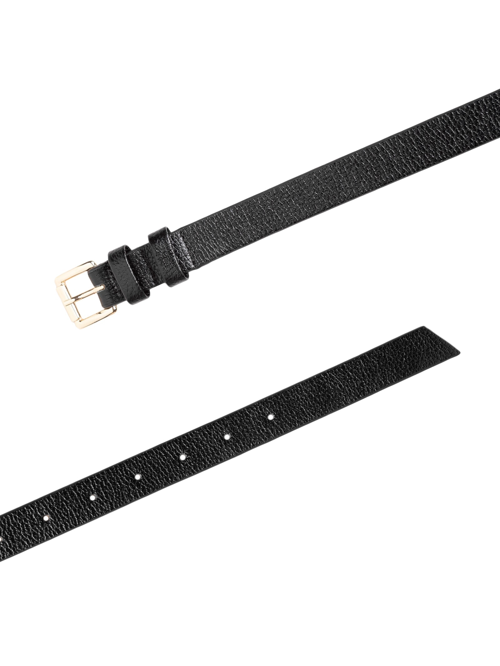 Cinto Feminino Couro Fino Com Fivela Quadrada De Metal Preto Basiq