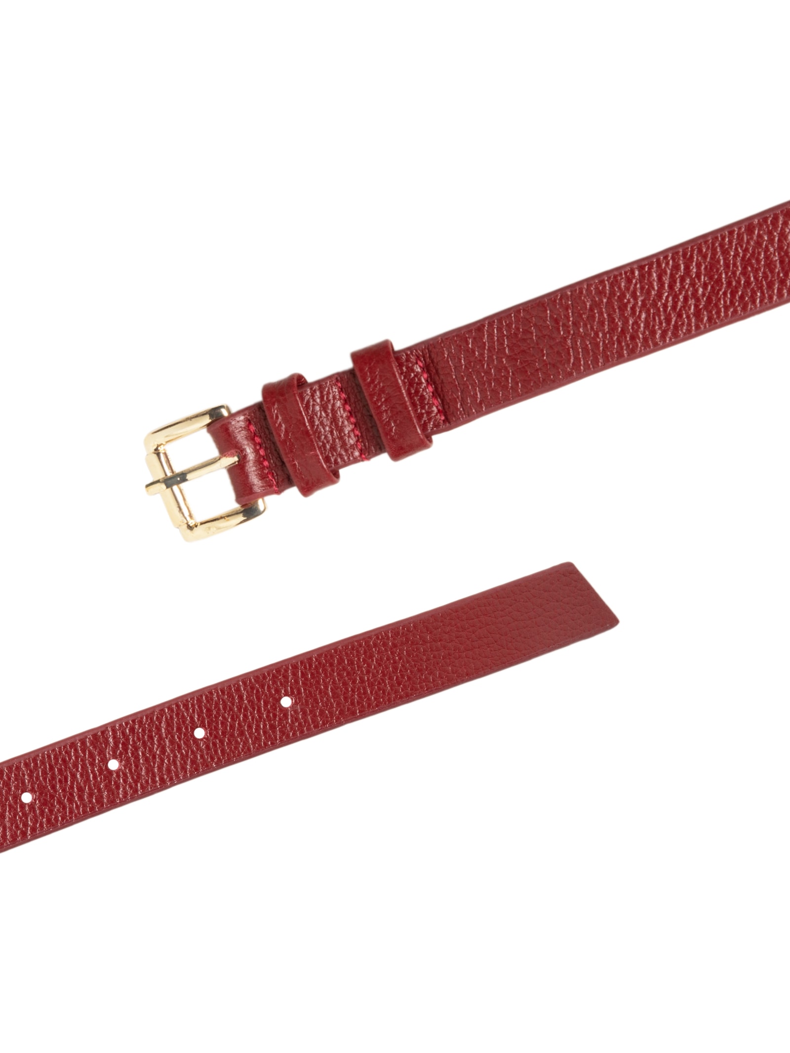 Cinto Feminino Couro Fino Com Fivela Quadrada de Metal Vermelho Basiq