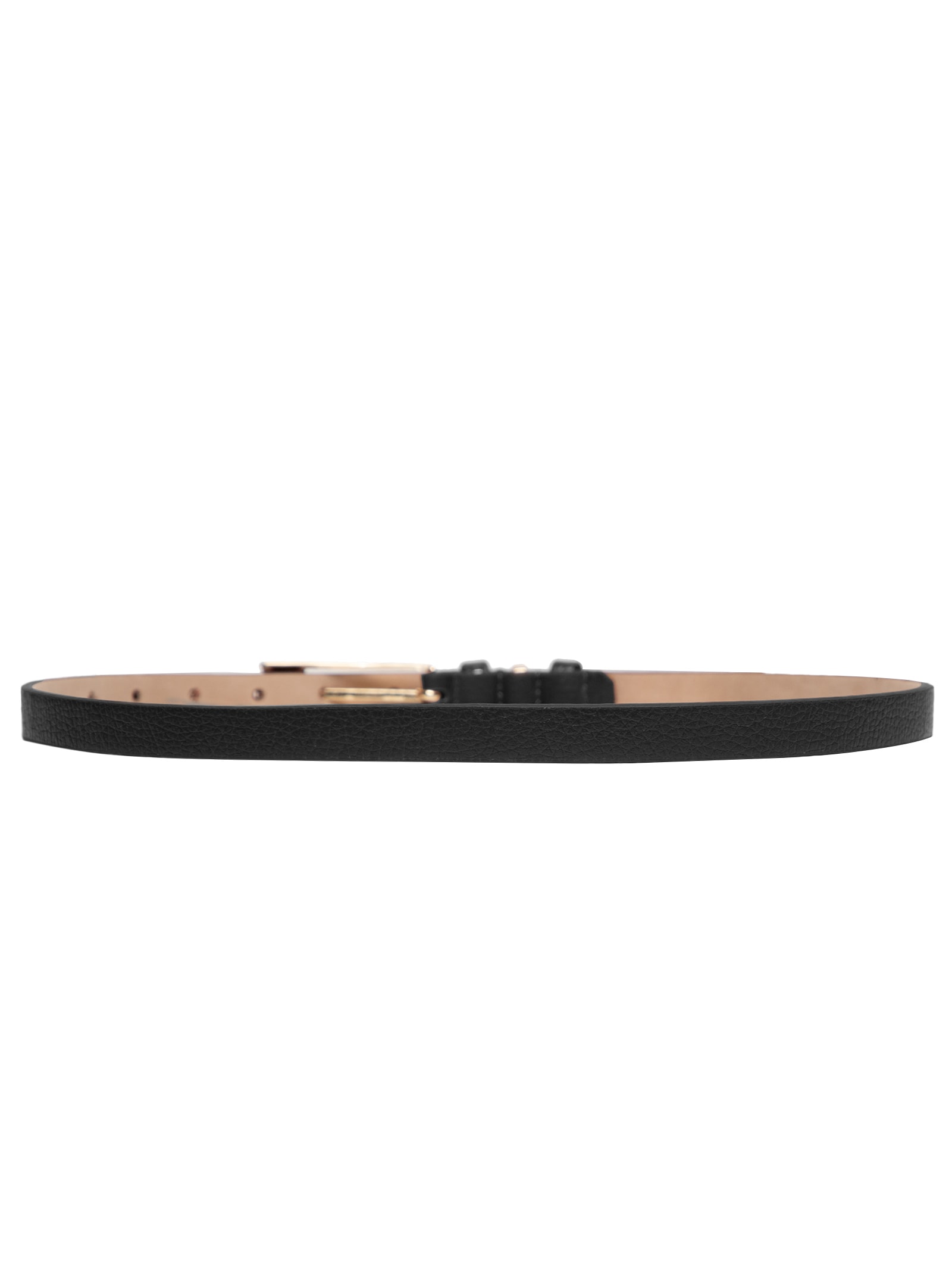 Cinto Feminino Couro Fino com Fivela Retangular Bege Basiq