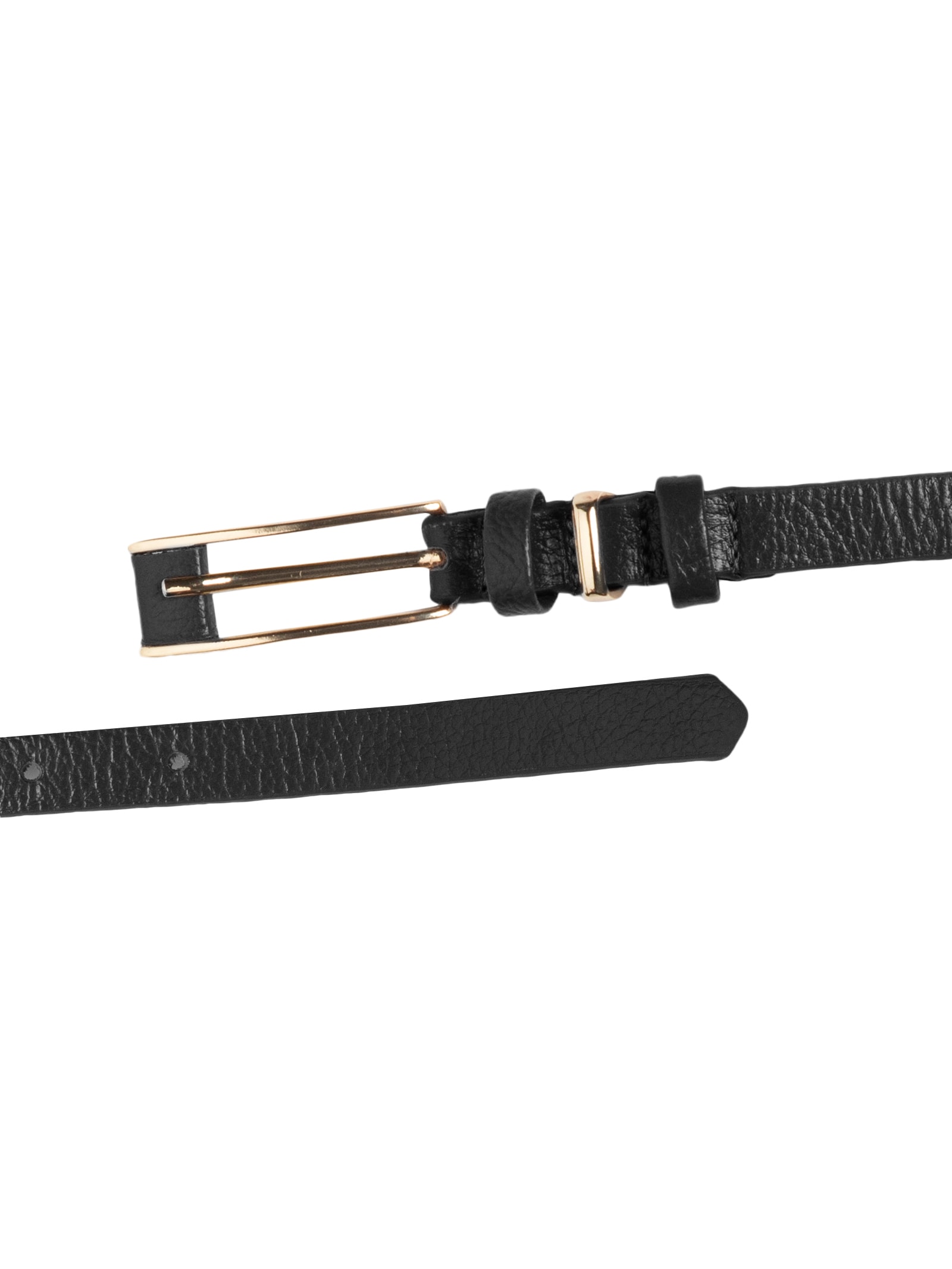 Cinto Feminino Couro Fino com Fivela Retangular Bege Basiq