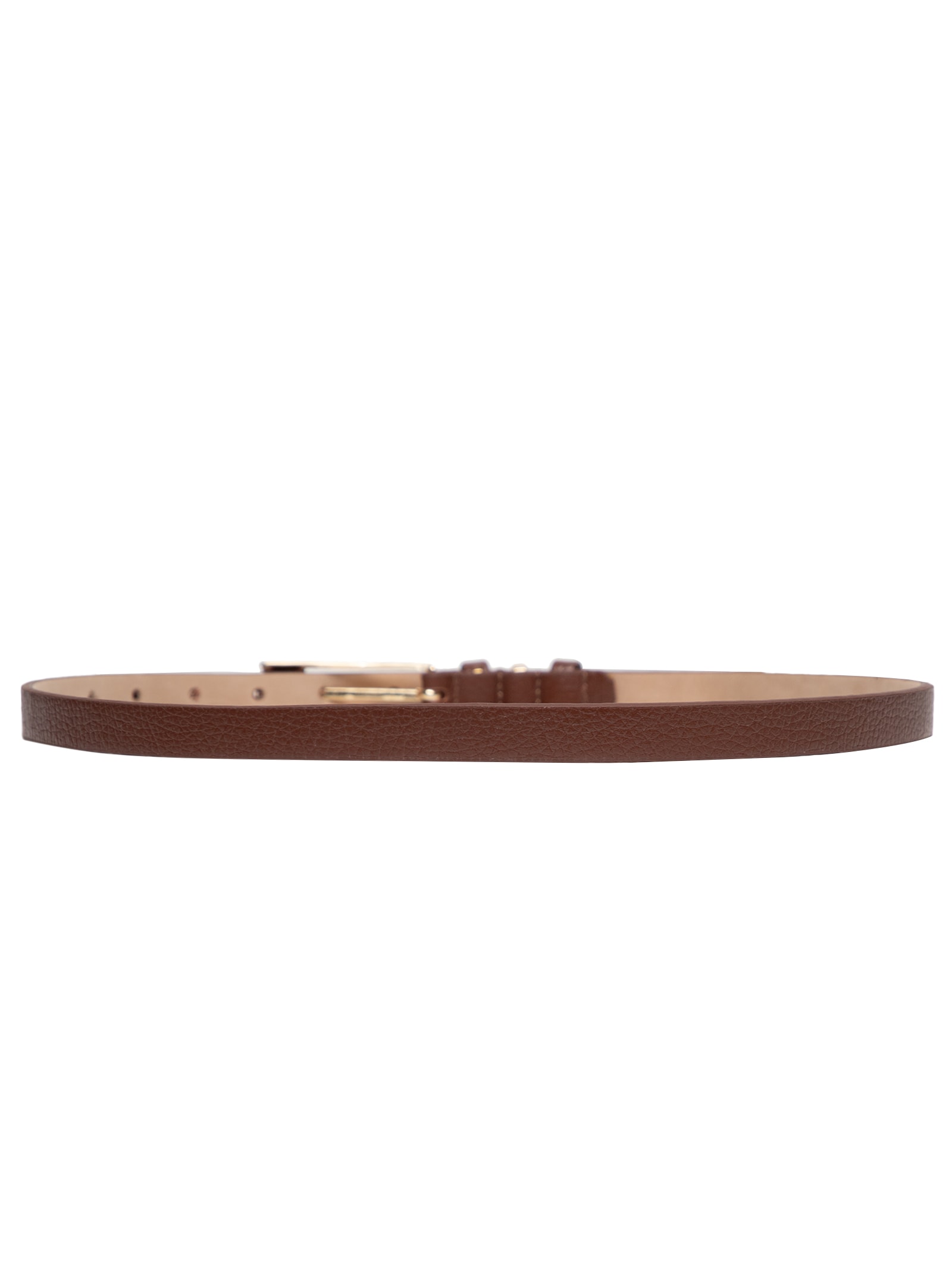 Cinto Feminino Couro Fino com Fivela Retangular Bege Basiq