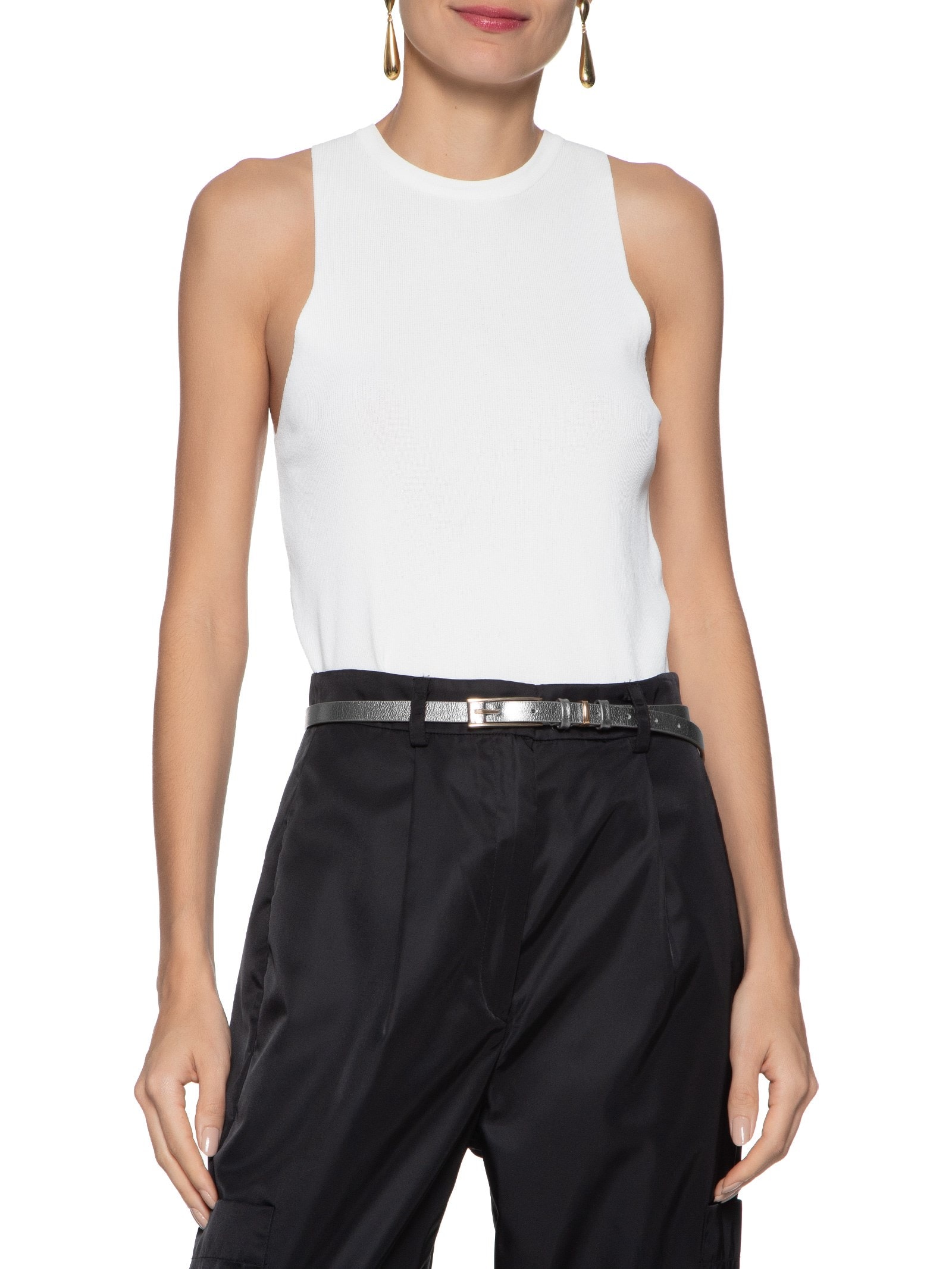 Cinto Feminino Couro Fino com Fivela Retangular Bege Market 33