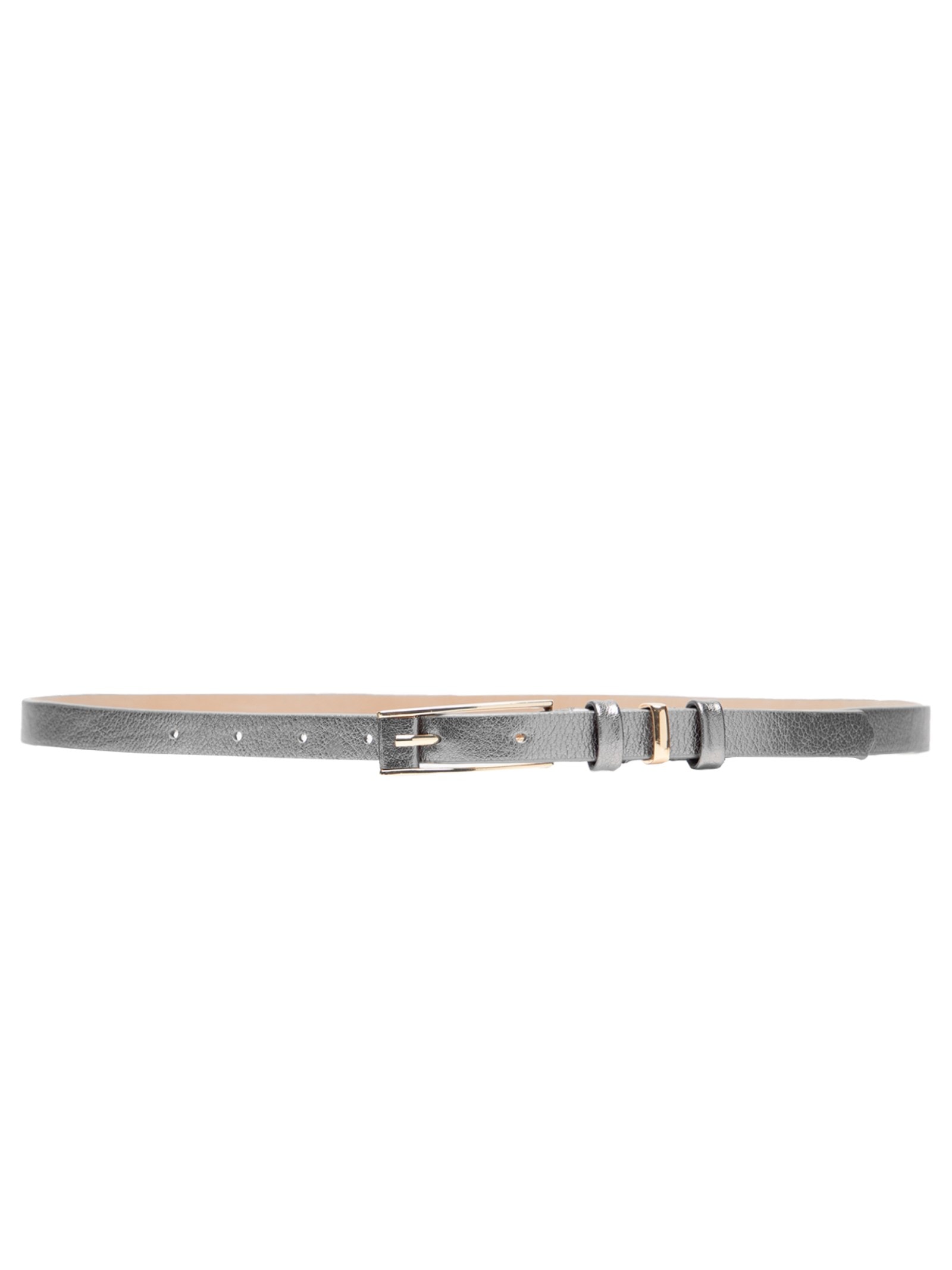 Cinto Feminino Couro Fino com Fivela Retangular Bege Market 33
