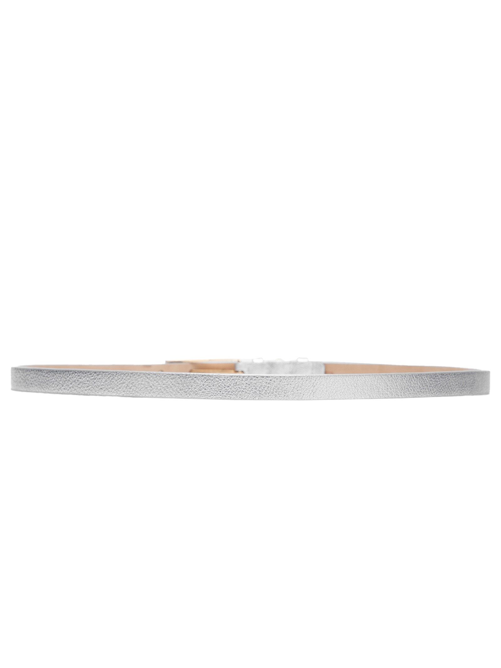 Cinto Feminino Couro Fino com Fivela Retangular Bege Market 33