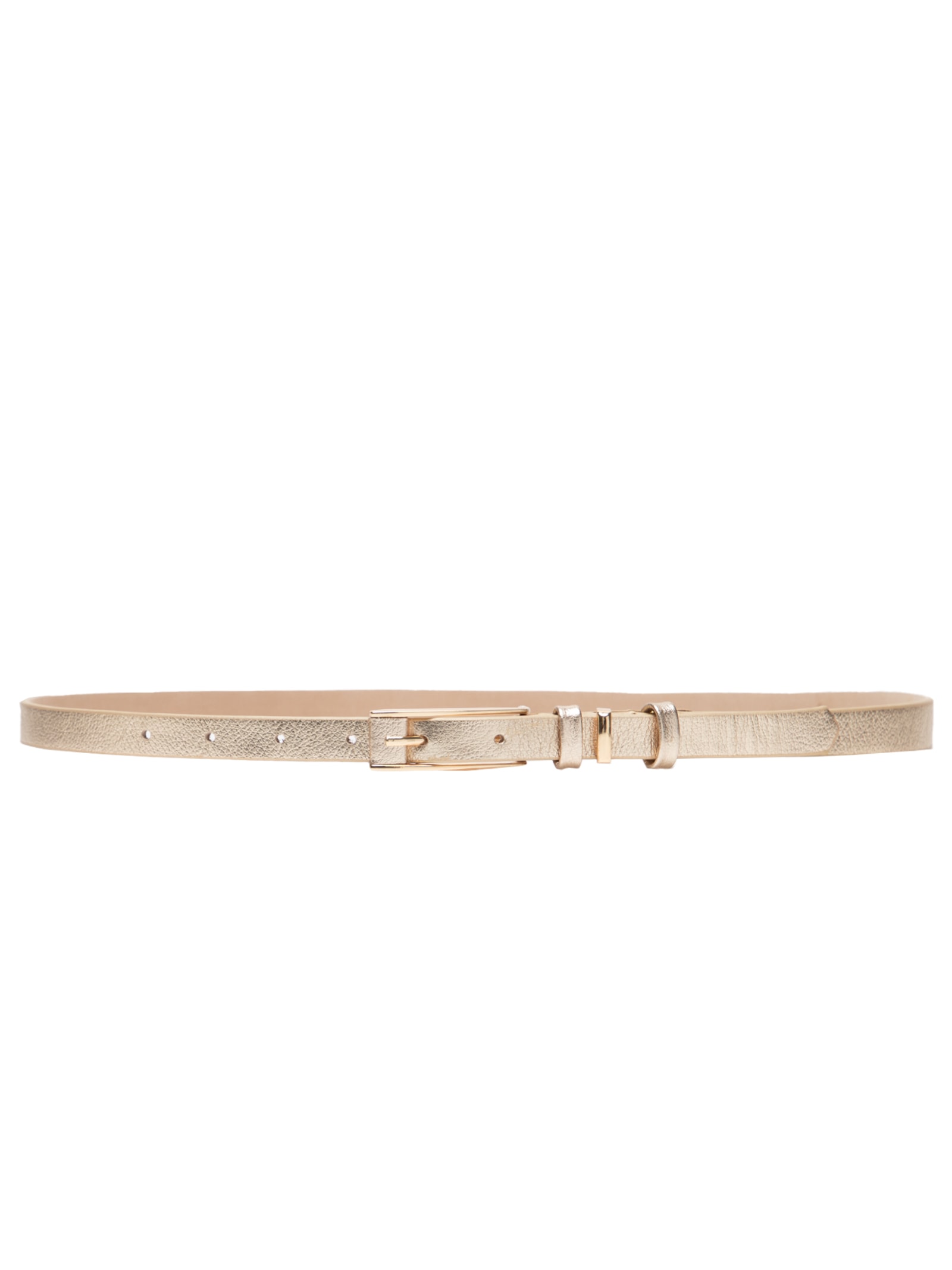 Cinto Feminino Couro Fino com Fivela Retangular Bege Market 33