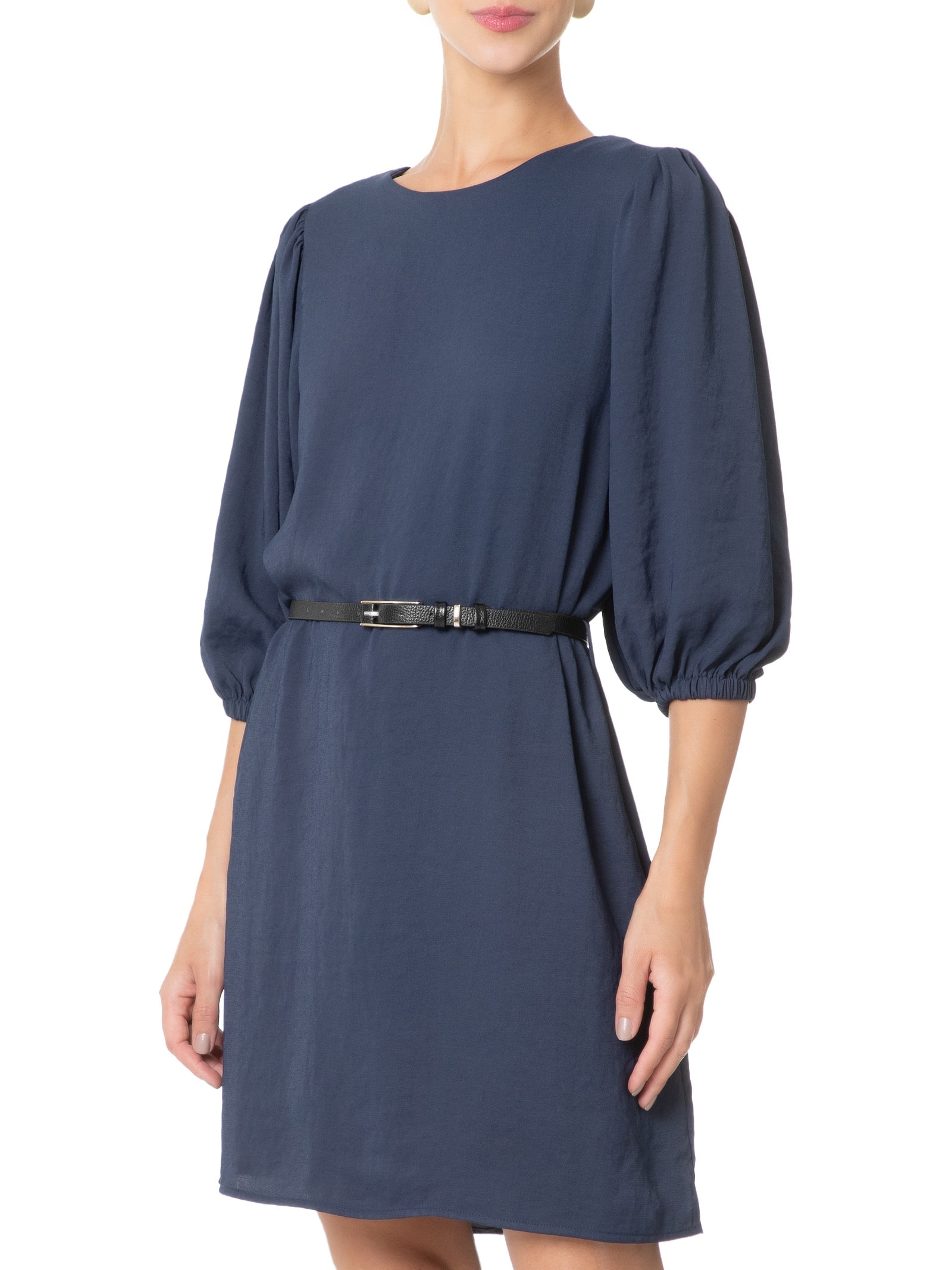 Cinto Feminino Couro Fino Com Fivela Retangular Preto Basiq