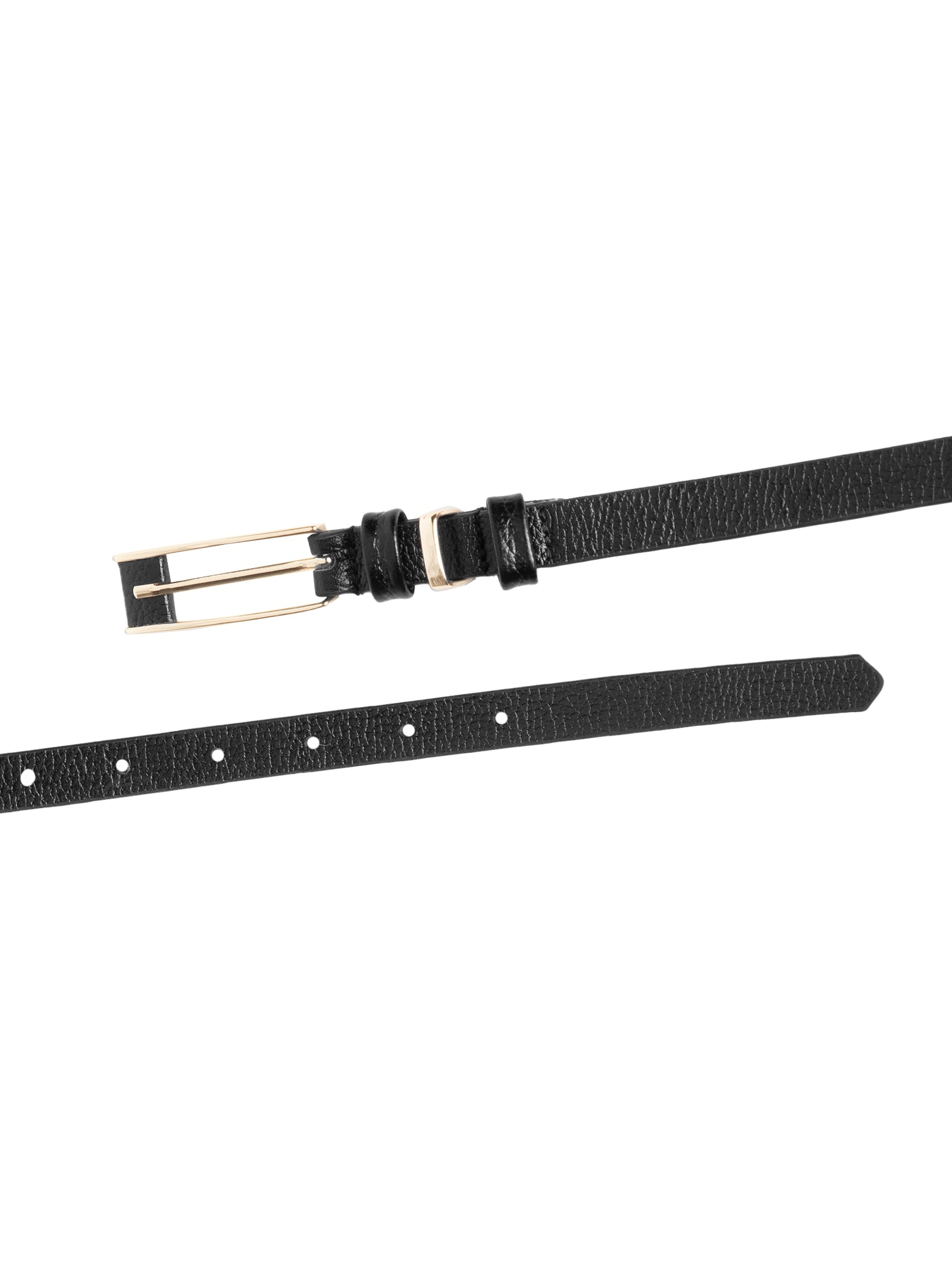 Cinto Feminino Couro Fino Com Fivela Retangular Preto Basiq