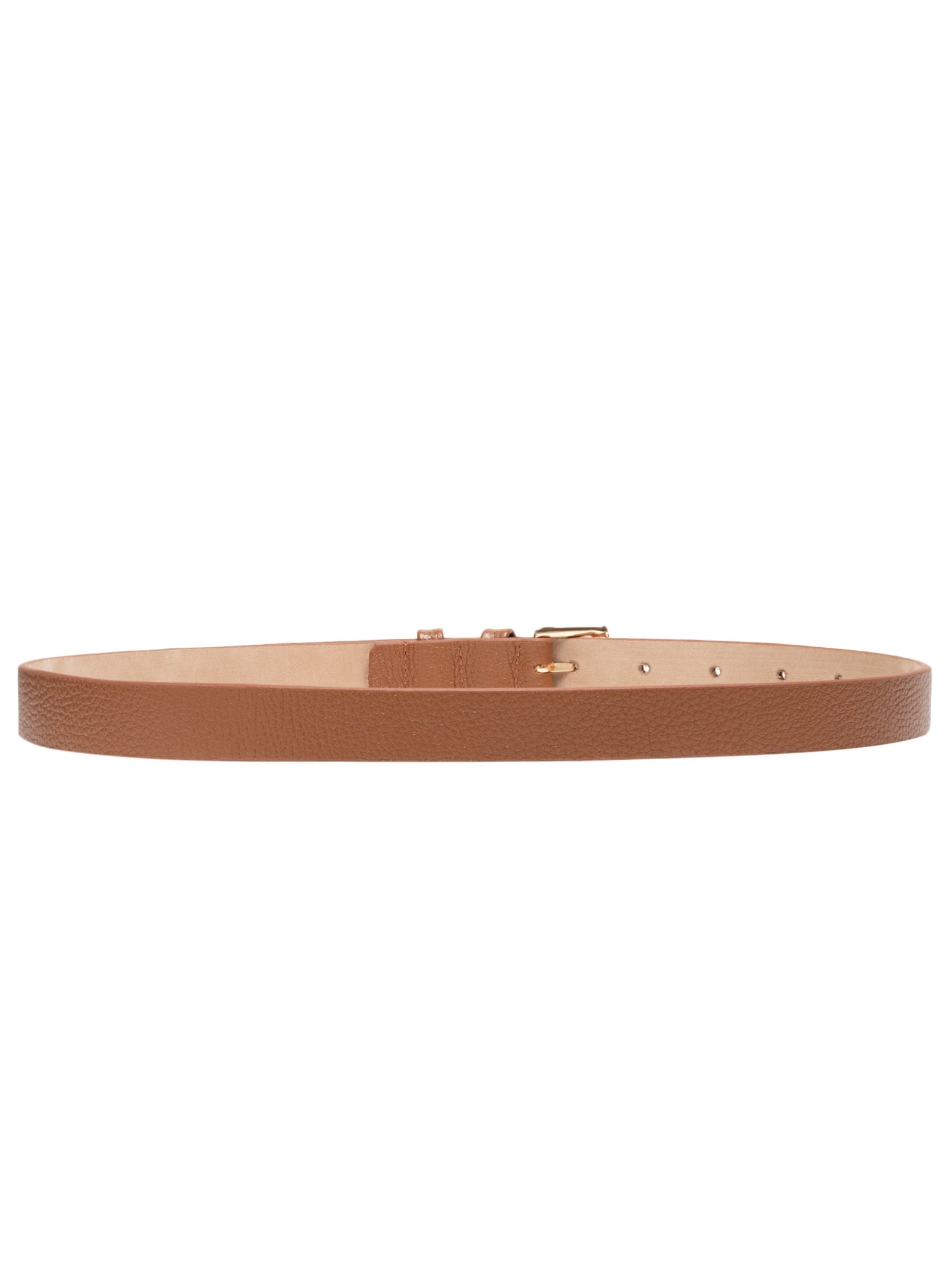 Cinto Feminino Couro Fino Fivela Quadrada Metal Branco Basiq