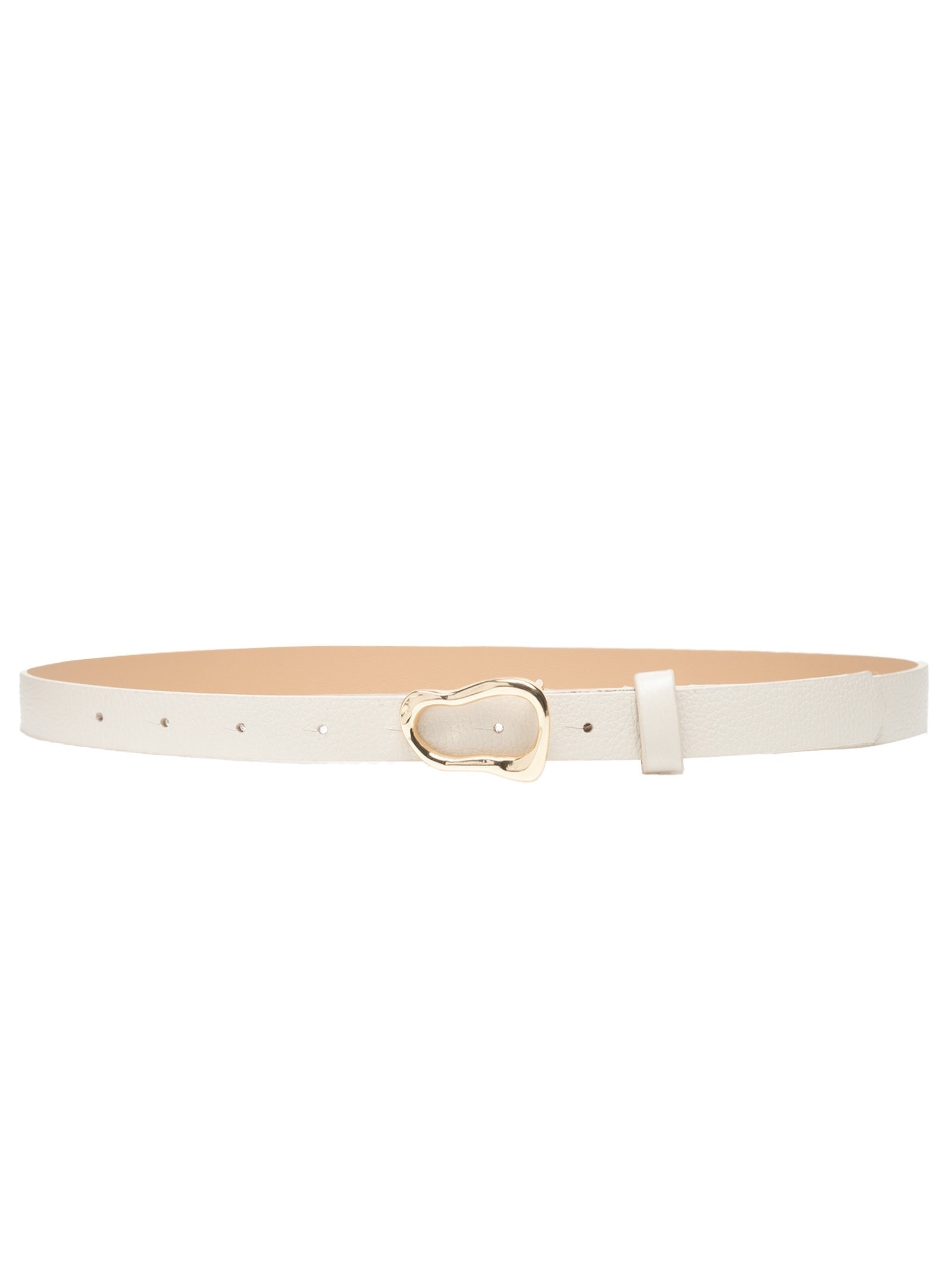 Cinto Feminino Couro Fivela De Metal Orgânica Off White '2Essential