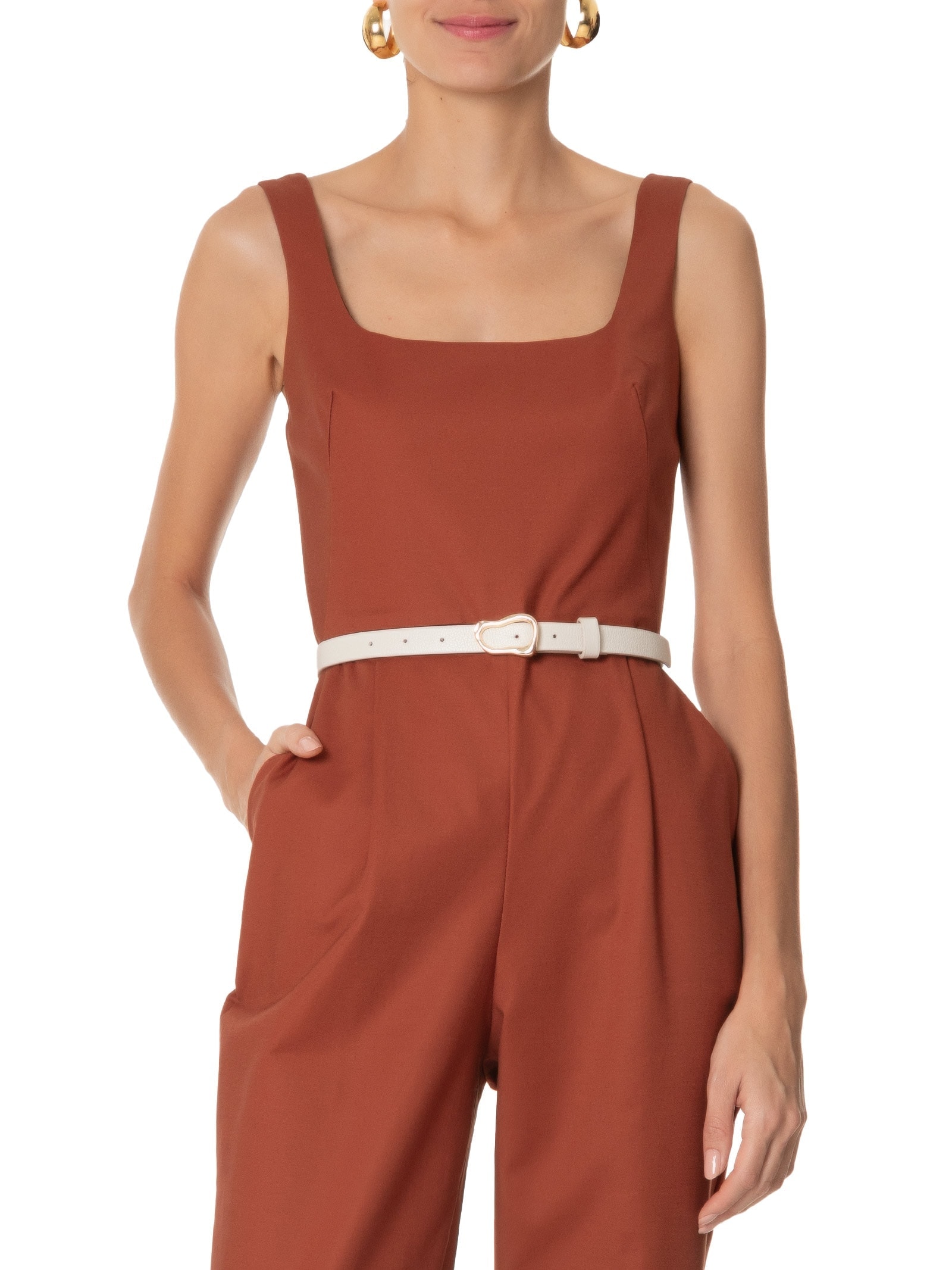 Cinto Feminino Couro Fivela De Metal Orgânica Off White '2Essential