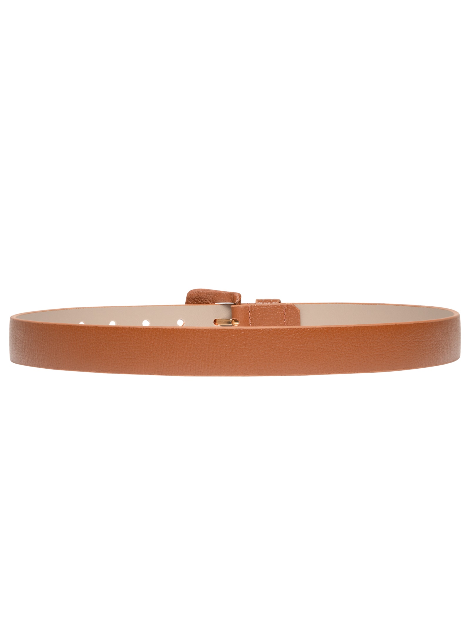 Cinto Feminino Couro Fivela Encapada Bege Basiq