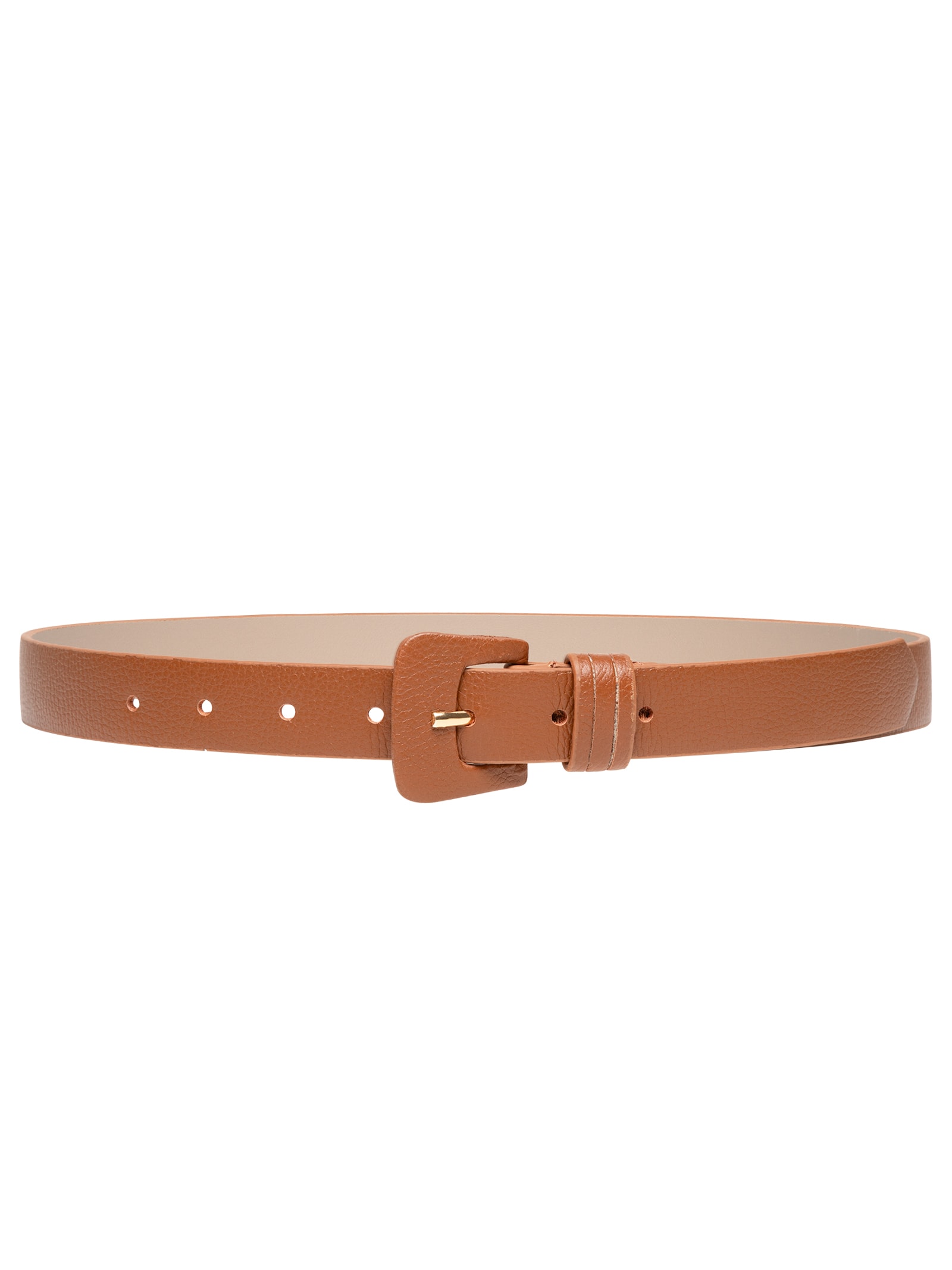 Cinto Feminino Couro Fivela Encapada Bege Basiq