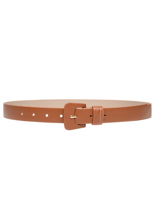 Cinto Feminino Couro Fivela Encapada – Bege