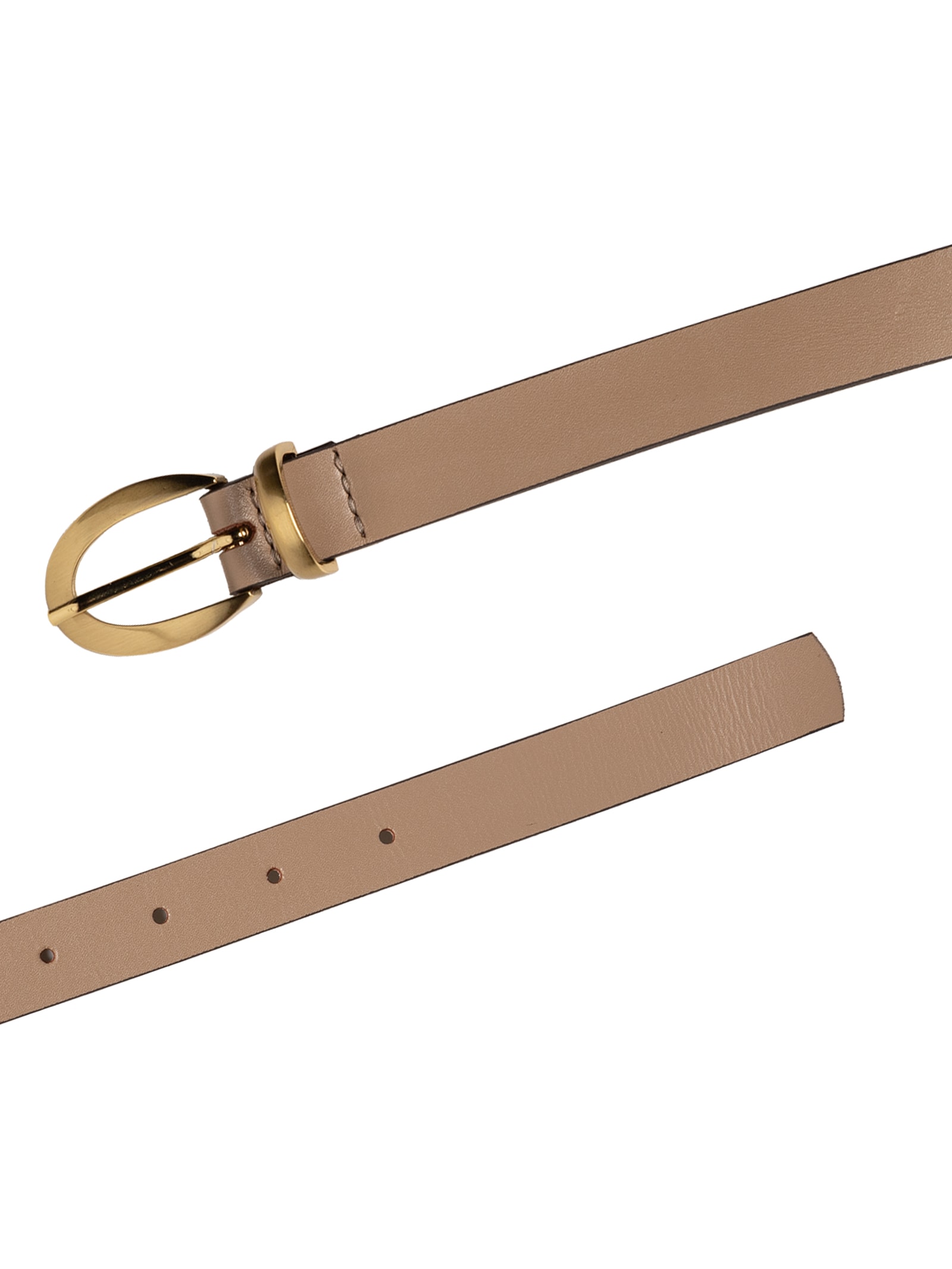 Cinto Feminino Couro Fivela Oval Escovada Bege Basiq