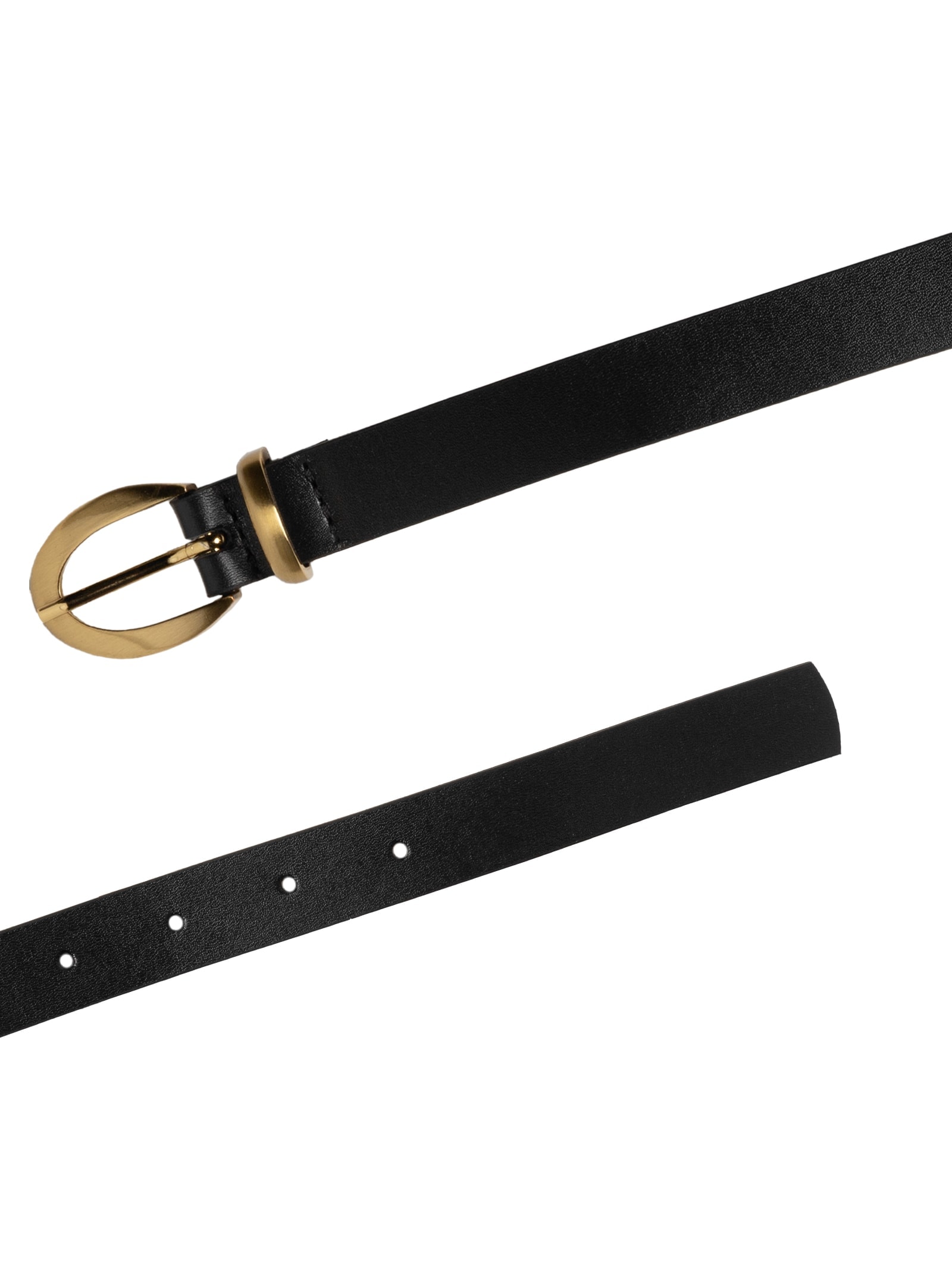 Cinto Feminino Couro Fivela Oval Escovada Preto Basiq