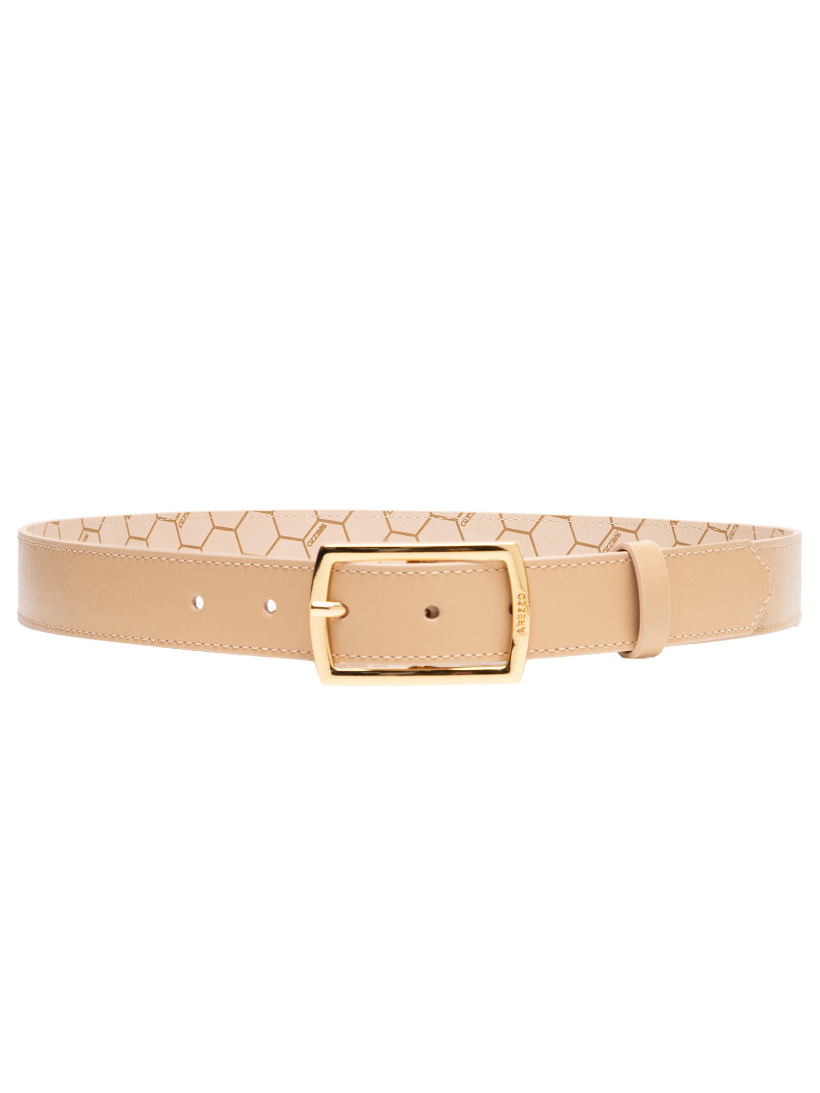 Cinto Feminino Couro Fivela Retangular - Arezzo - Bege