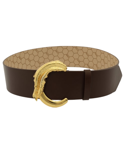 Cinto Feminino Couro Largo Fivela Metal – Marrom