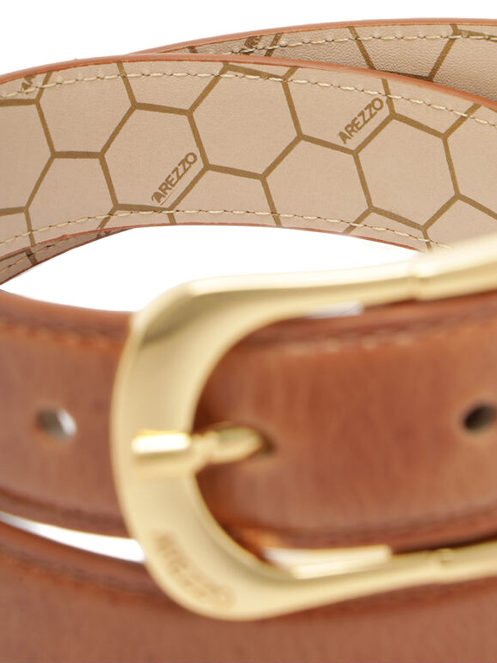 Cinto Feminino Couro Médio Fivela Alongada Marrom Arezzo