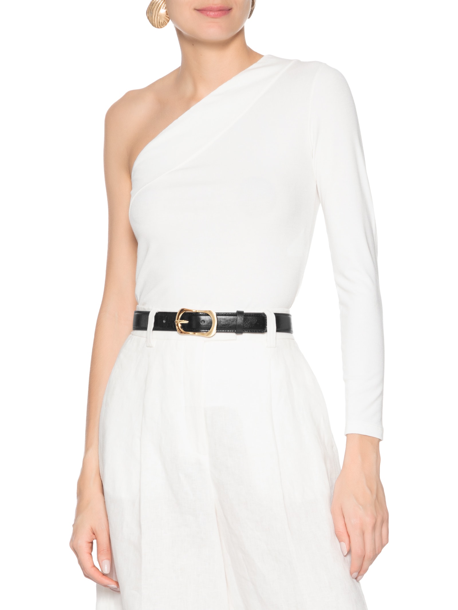 Cinto Feminino Couro Médio Fivela Alongada Preto Arezzo