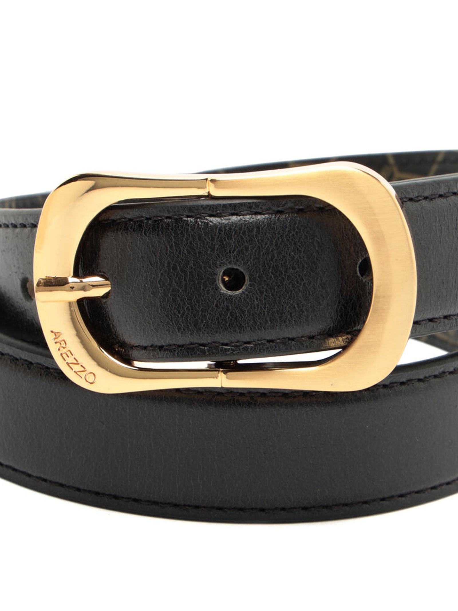 Cinto Feminino Couro Médio Fivela Alongada Preto Arezzo