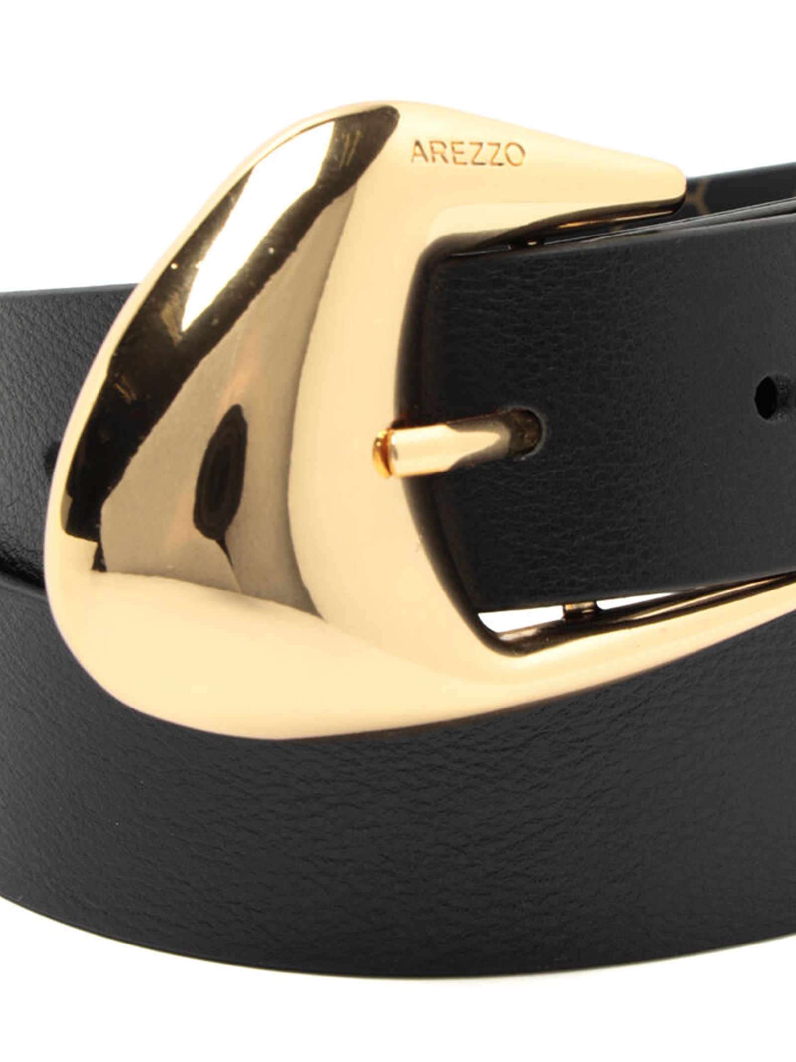 Cinto Feminino Couro Médio Fivela Orgânica Dourada Preto Arezzo