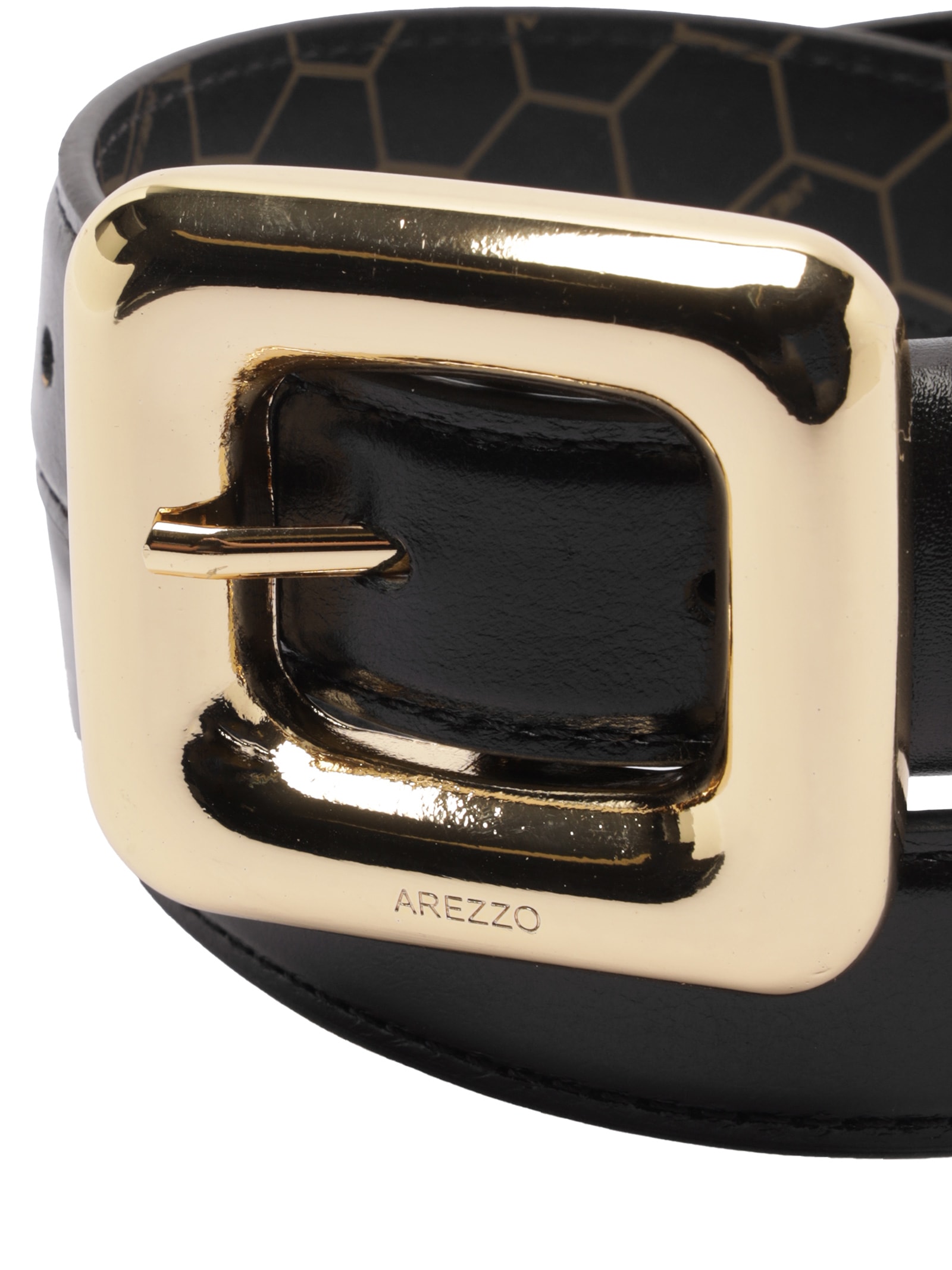 Cinto Feminino Couro Médio Maxi Fivela Preto Arezzo