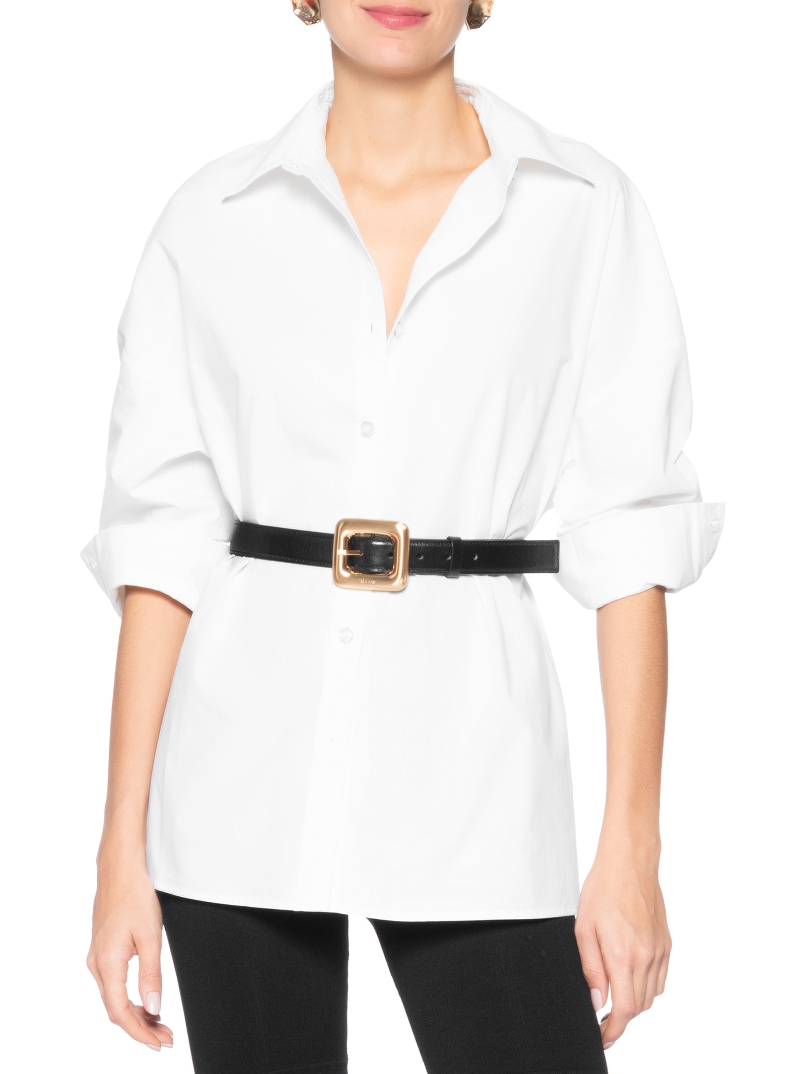 Cinto Feminino Couro Médio Maxi Fivela Preto Arezzo