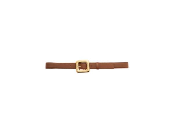 Cinto Feminino Couro Médio Maxi Fivela Quadrada – Marrom